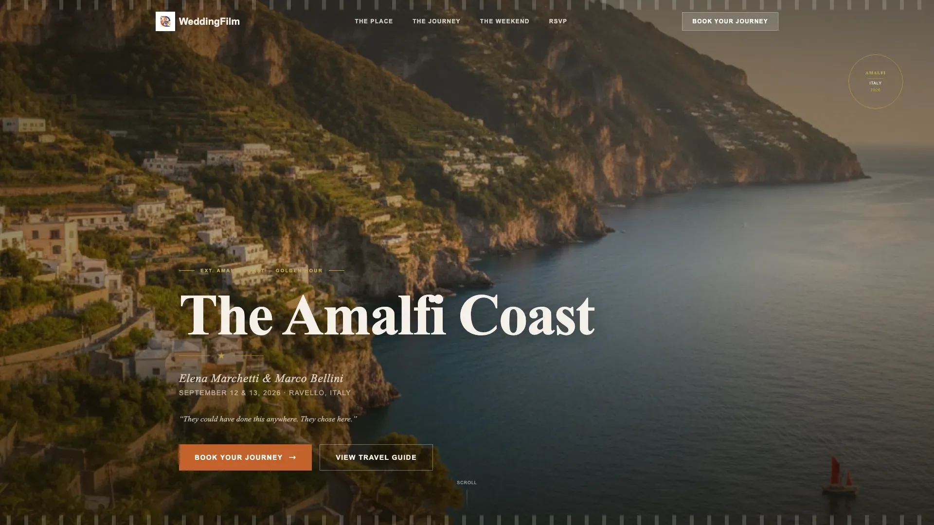 Cinematic Destination Wedding Landing Page Template