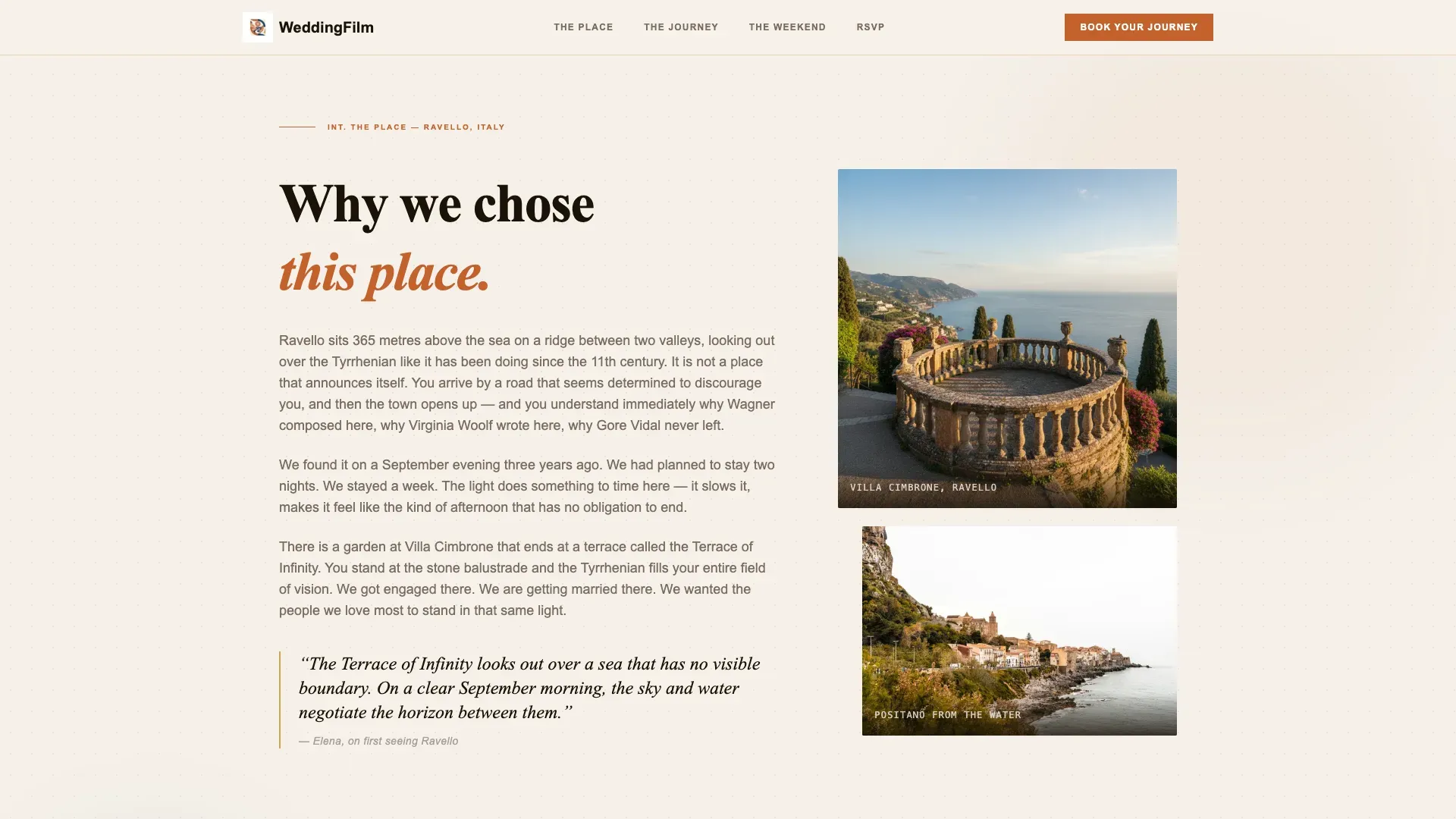 Cinematic Destination Wedding Landing Page Template