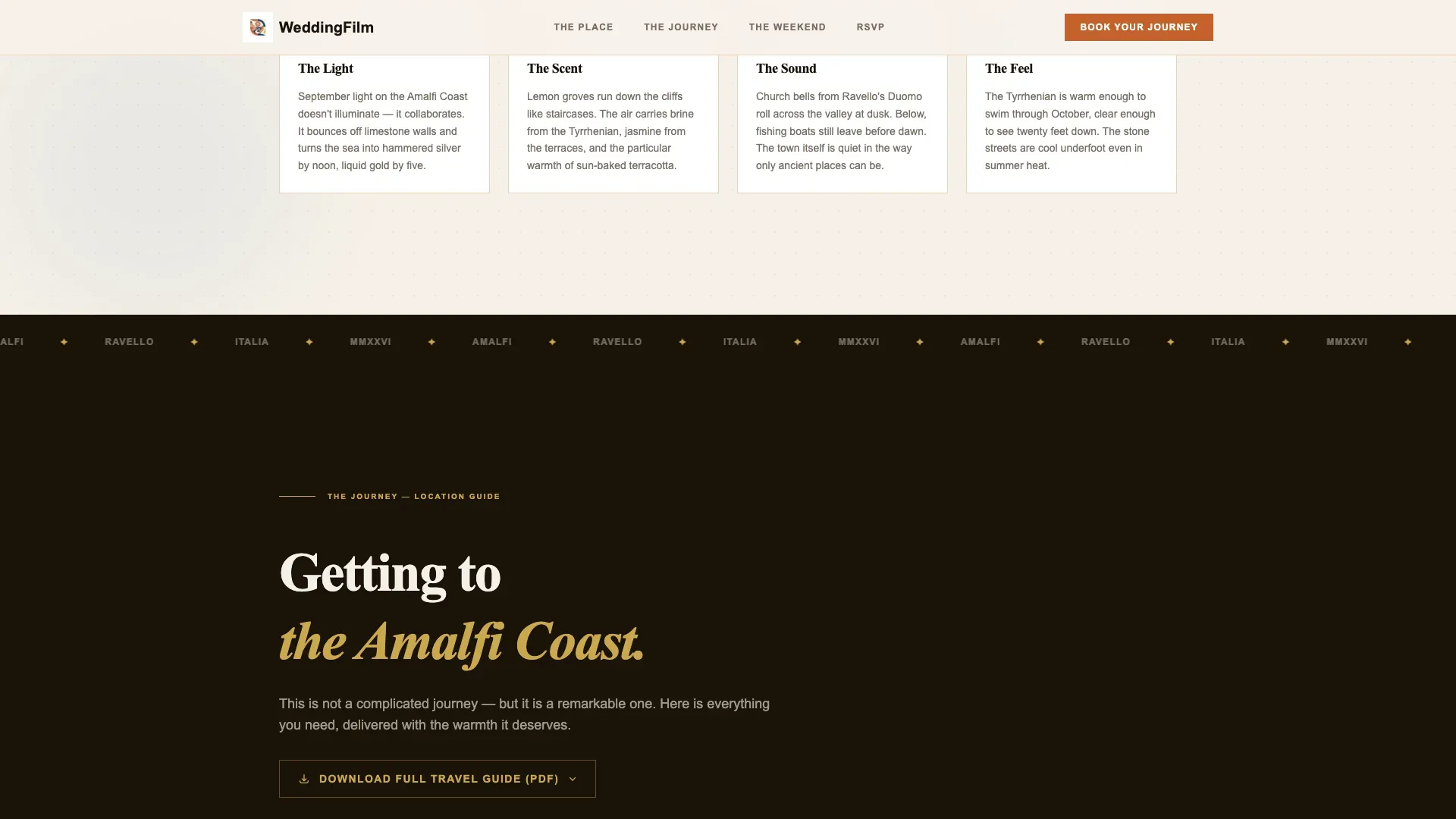 Cinematic Destination Wedding Landing Page Template