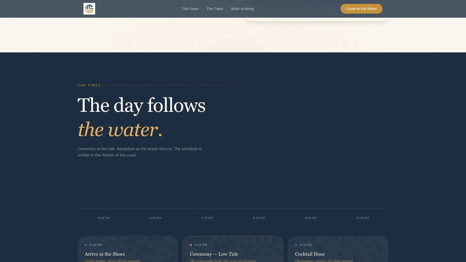 Cinematic Coastal Beach Wedding Landing Page Template