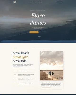 Cinematic Coastal Beach Wedding Landing Page Template