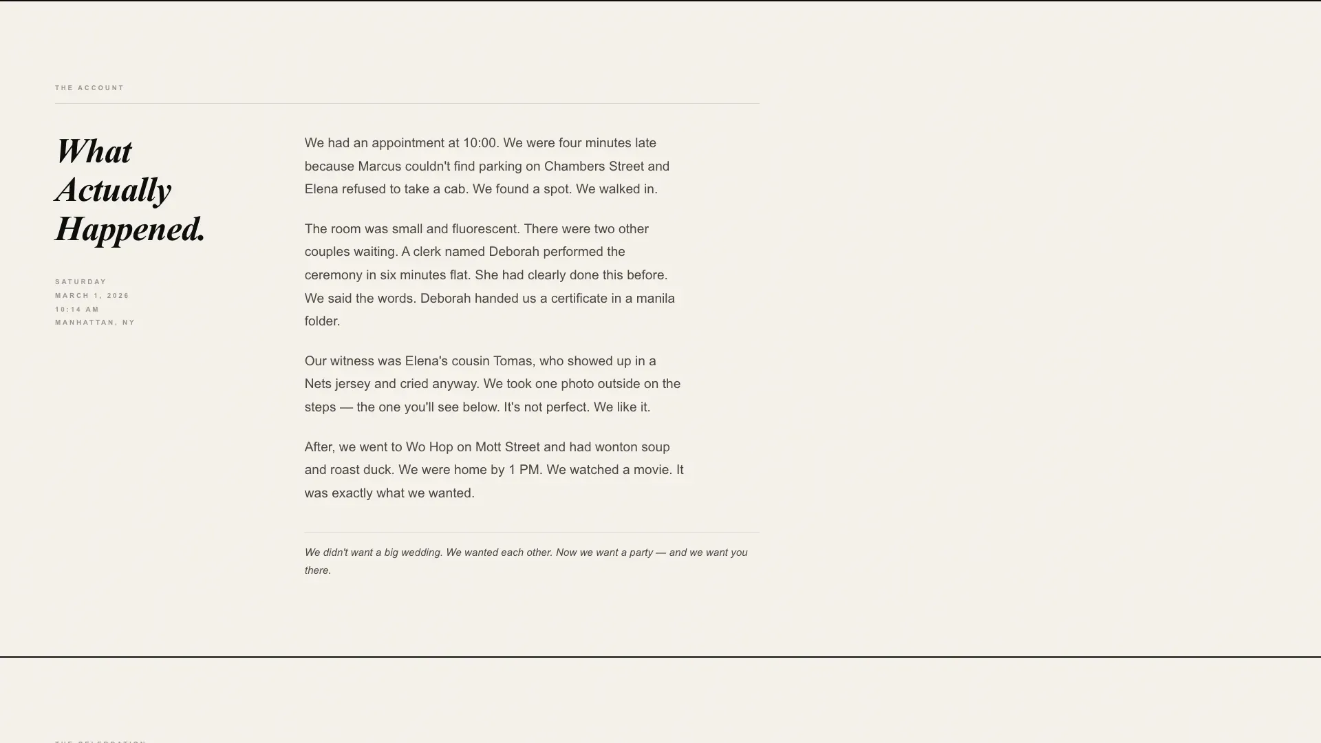 Intimate Elopement Announcement Landing Page Template