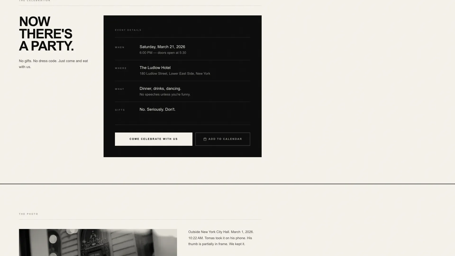 Intimate Elopement Announcement Landing Page Template
