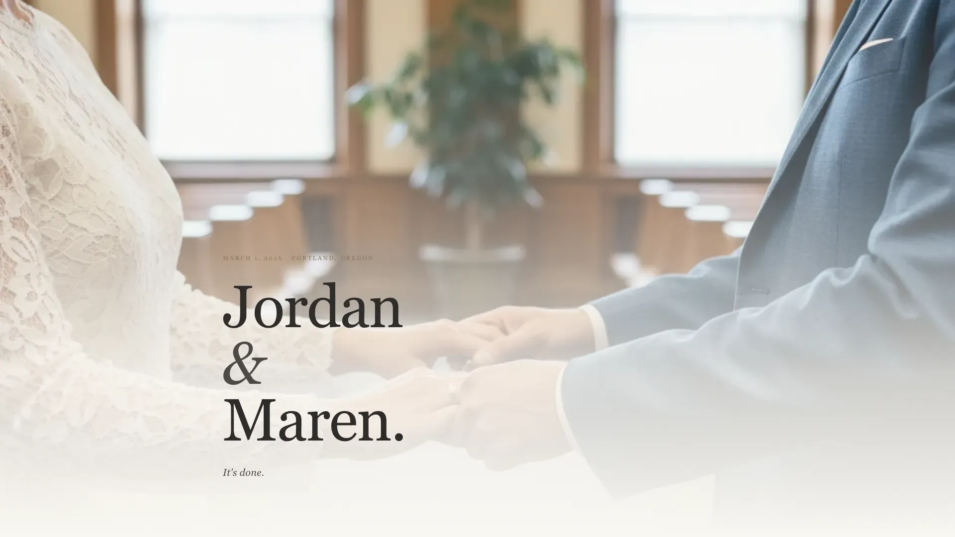 Quiet Announcement Wedding Landing Page Template