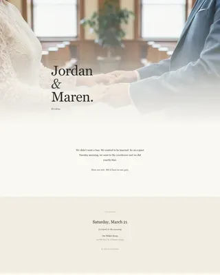 Quiet Announcement Wedding Landing Page Template