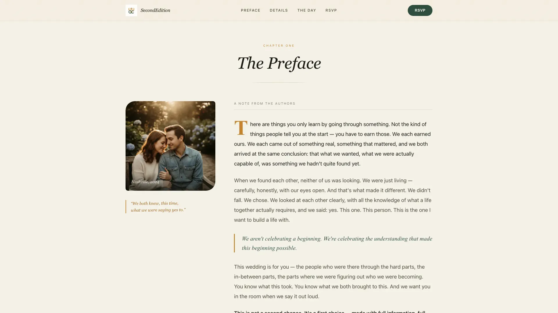 Refined Literary Wedding Landing Page Template