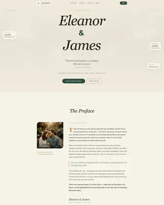Refined Literary Wedding Landing Page Template