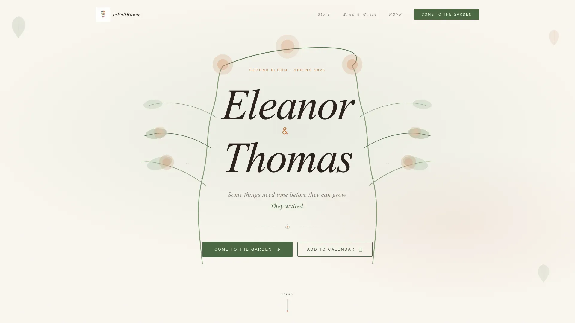 Intimate Botanical Celebration Landing Page Template