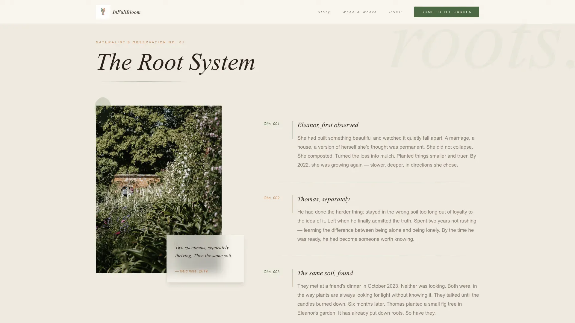 Intimate Botanical Celebration Landing Page Template