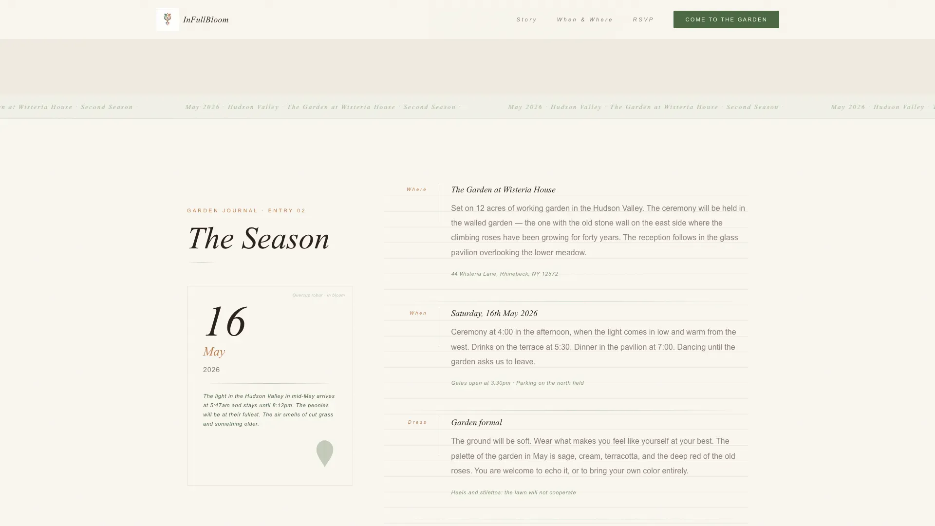 Intimate Botanical Celebration Landing Page Template