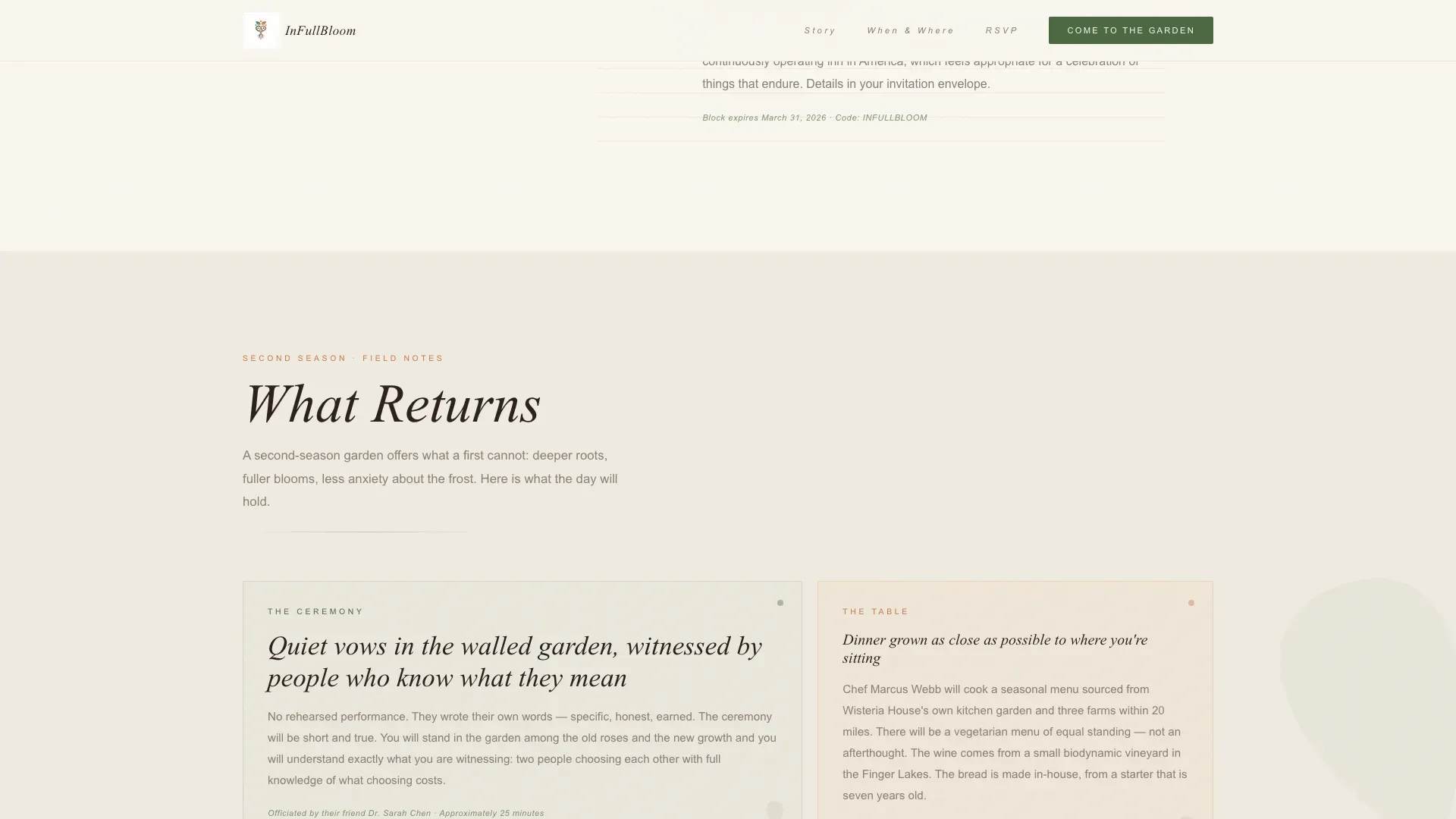 Intimate Botanical Celebration Landing Page Template