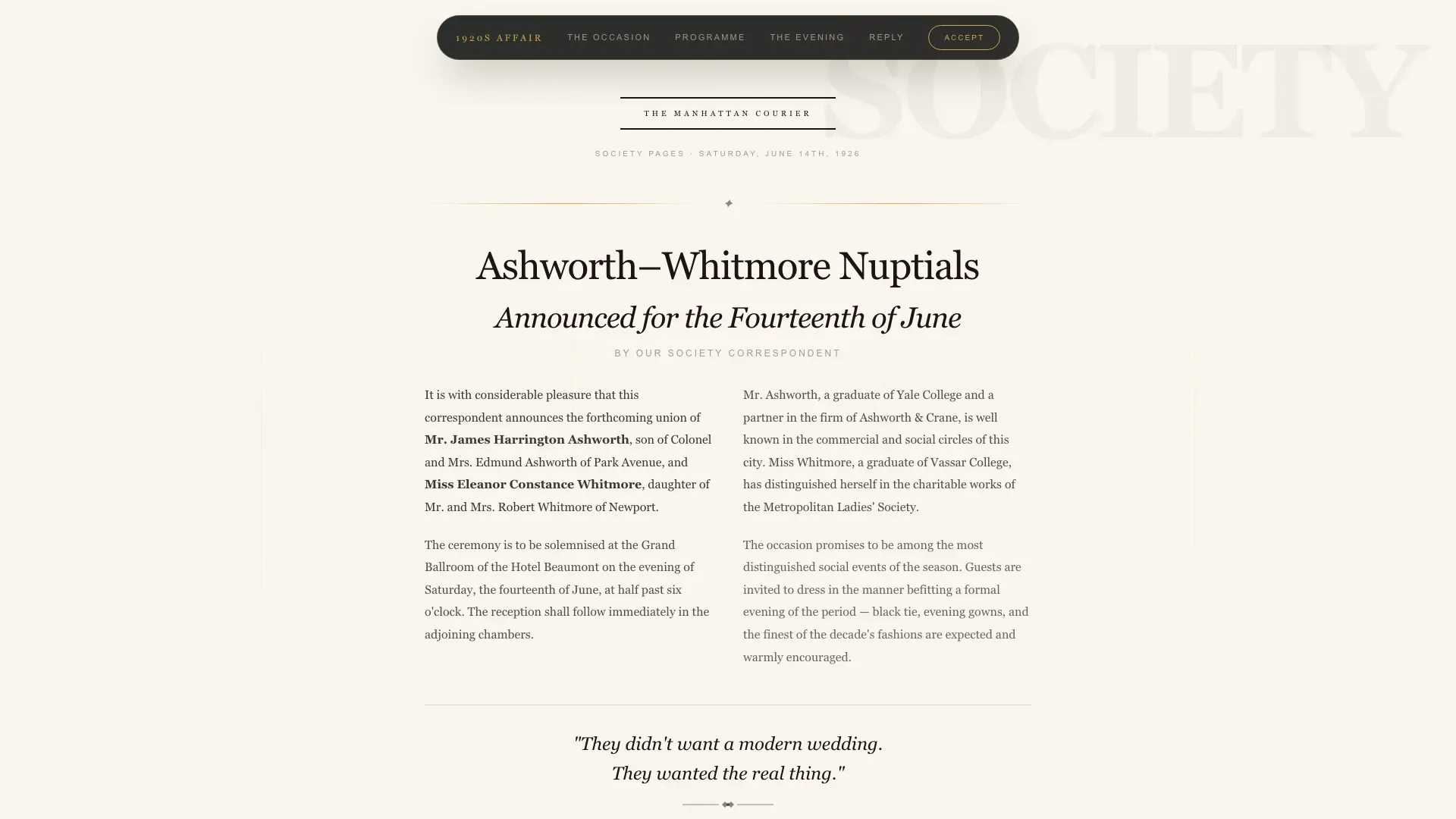 Vintage Wedding Landing Page Template | Era Immersion