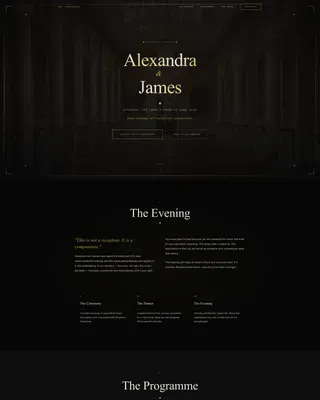 Black Tie Art Deco Wedding Invitation Landing Page