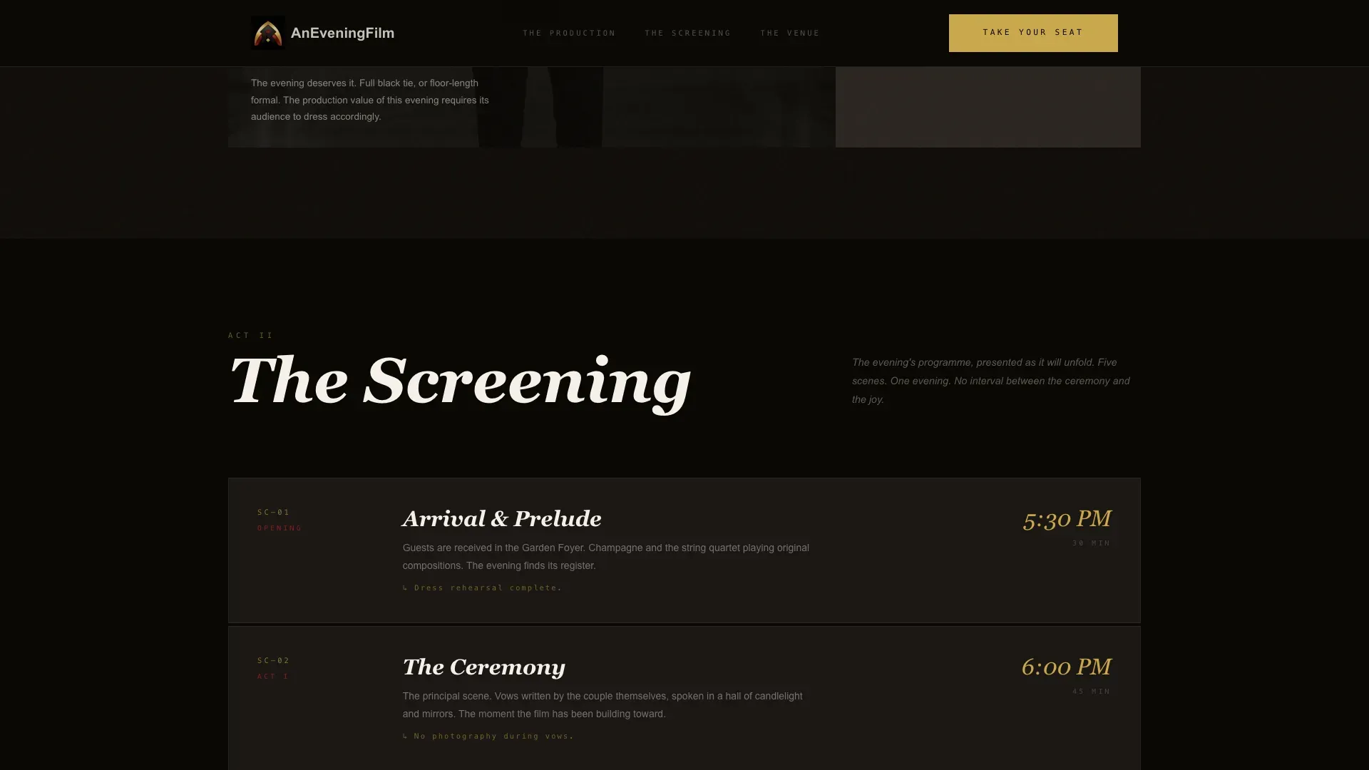 Cinematic Black Tie Wedding Landing Page Template