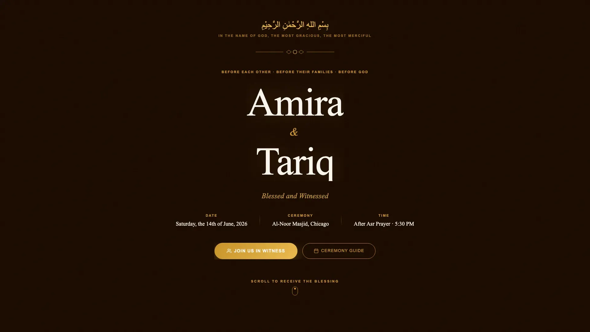 Devoted Faith Ceremony Landing Page Template