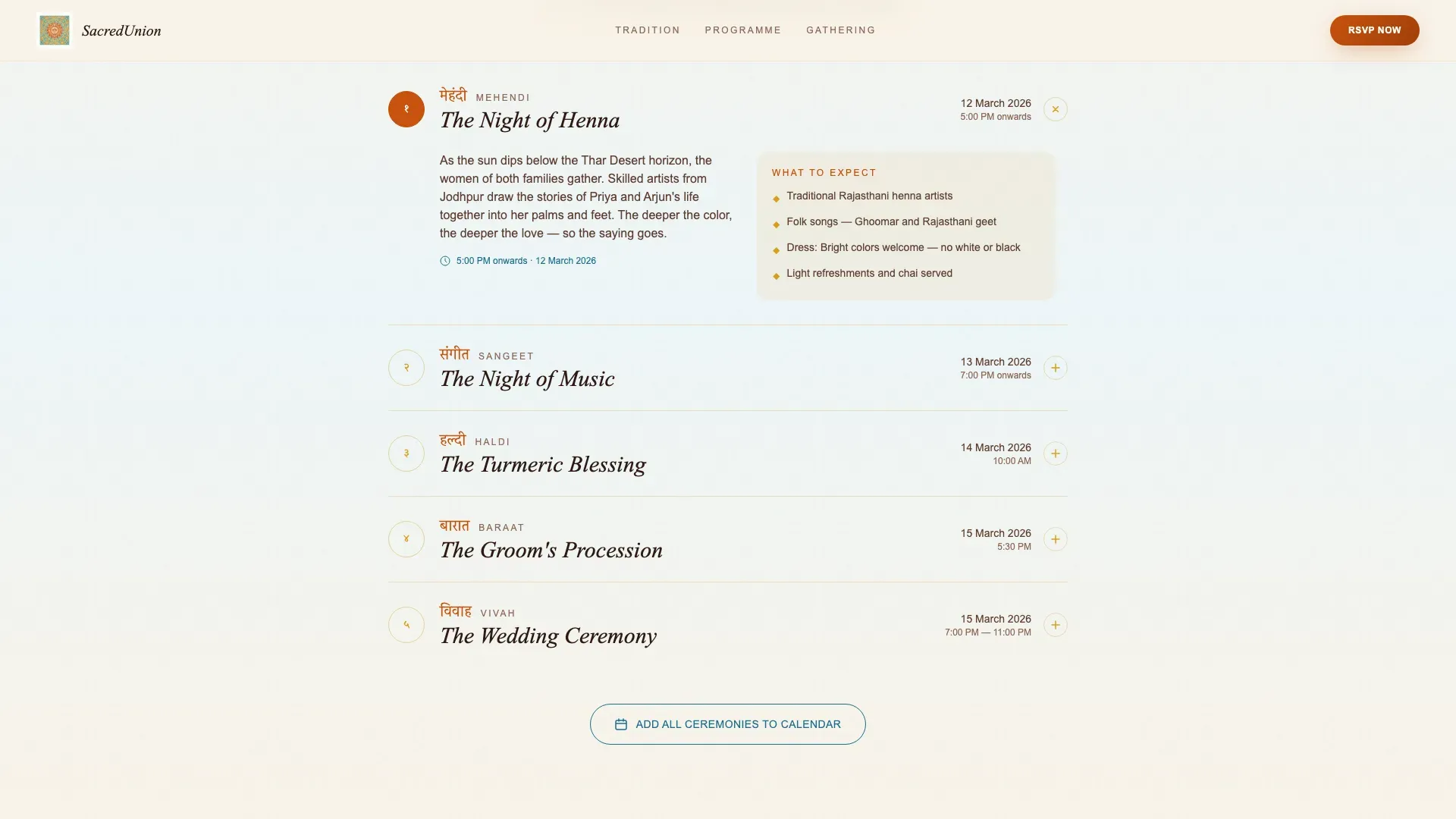 Authentic Cultural Ceremony Landing Page Template
