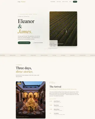Editorial Multi-Day Wedding Landing Page Template