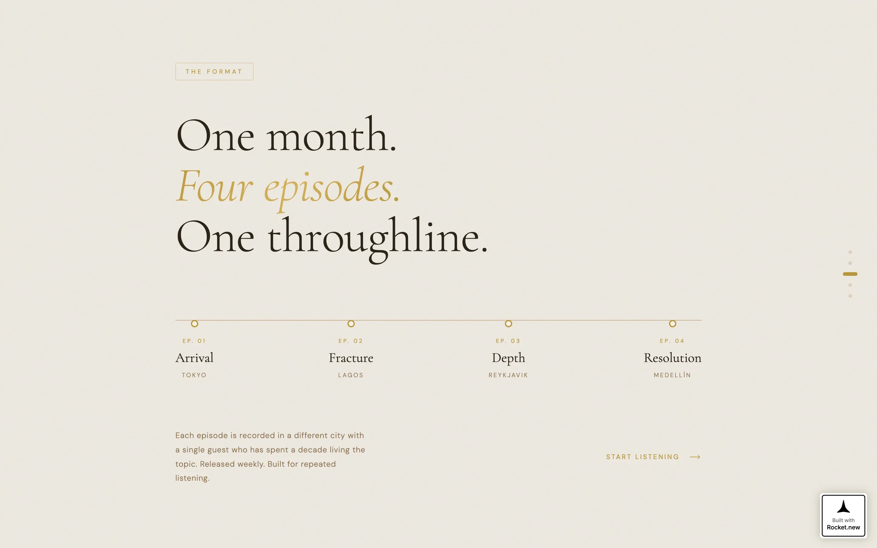Podcast Landing Page Template, Horizontal Scroll