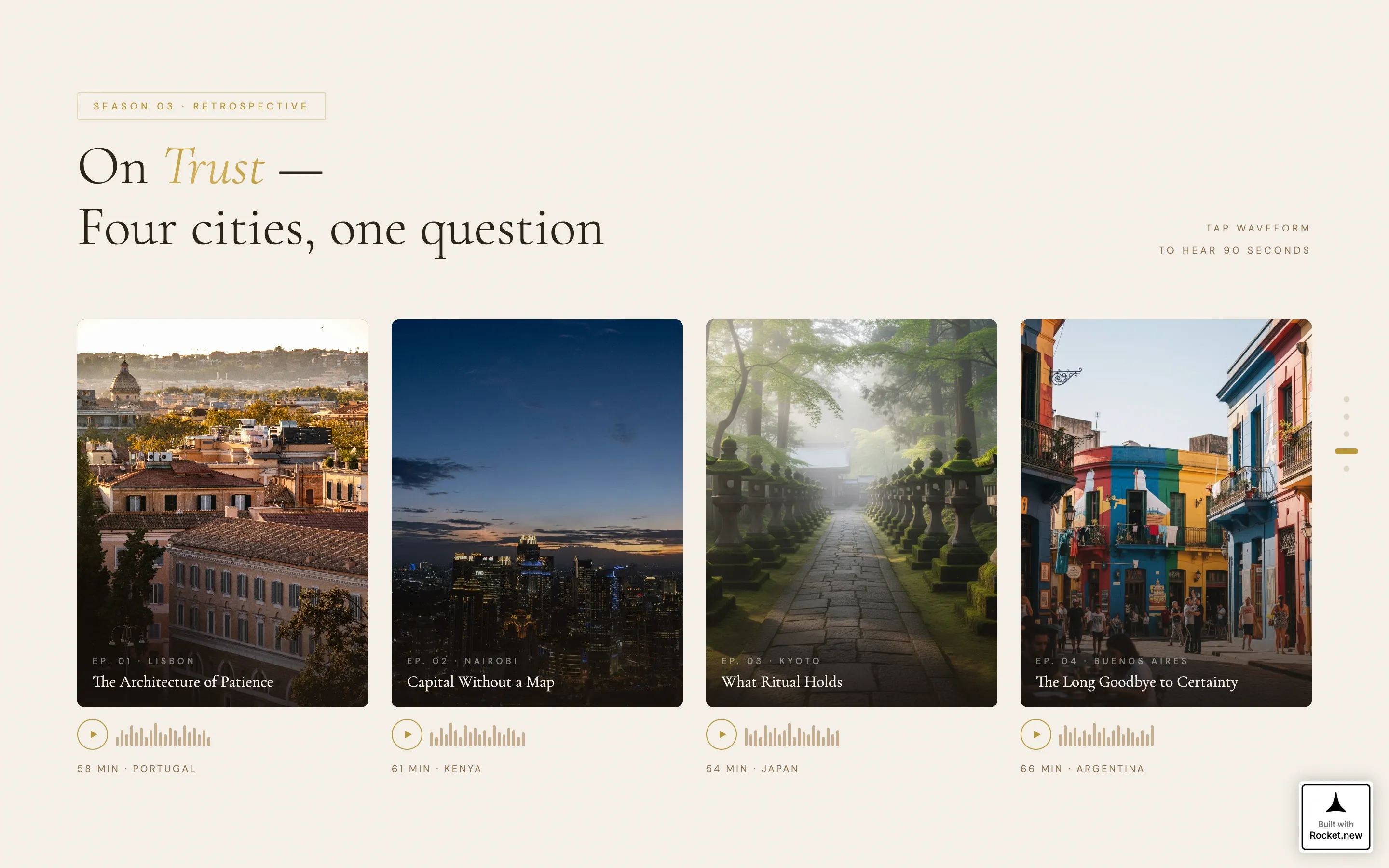 Podcast Landing Page Template, Horizontal Scroll