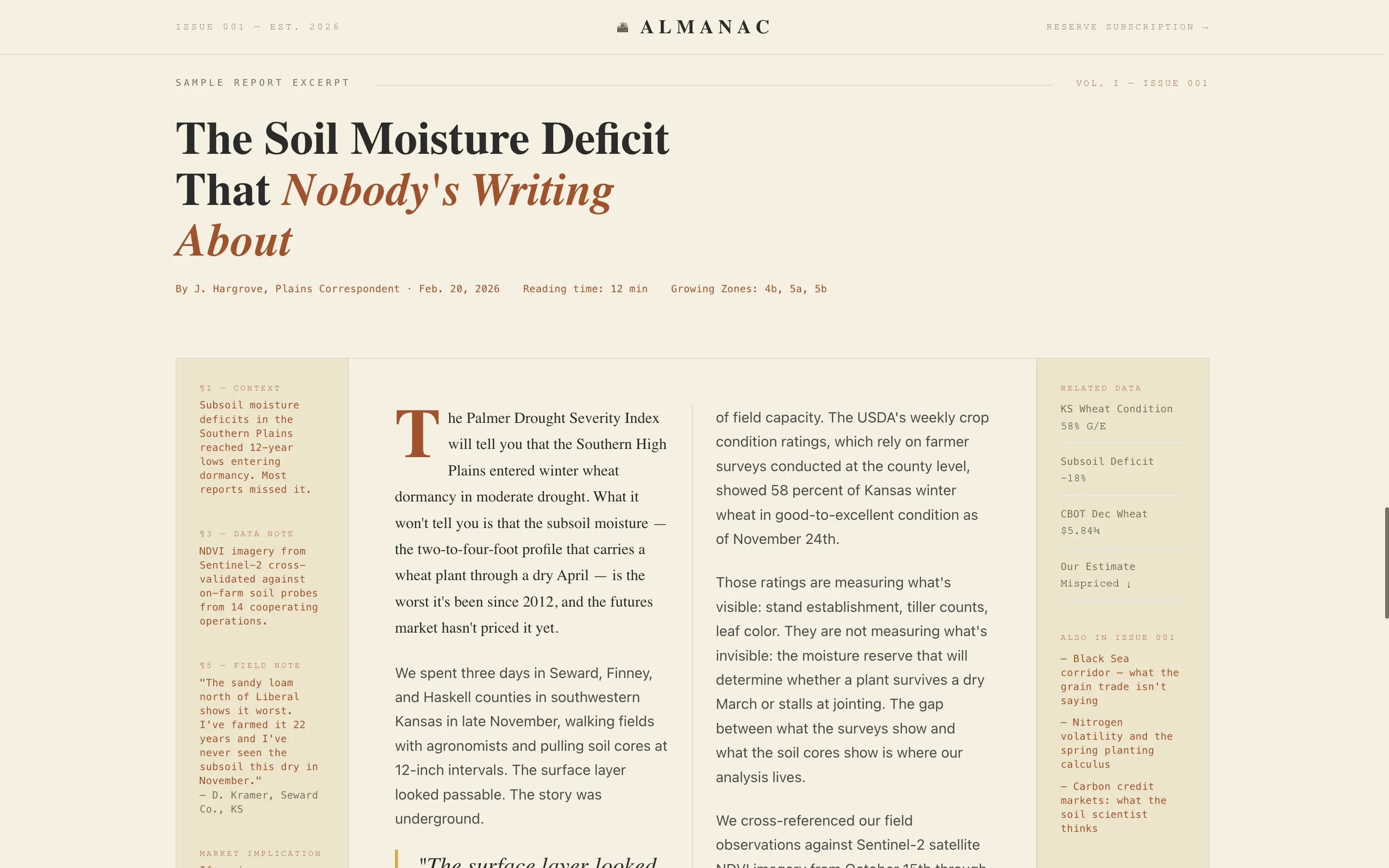 Agriculture Report Landing Page Template