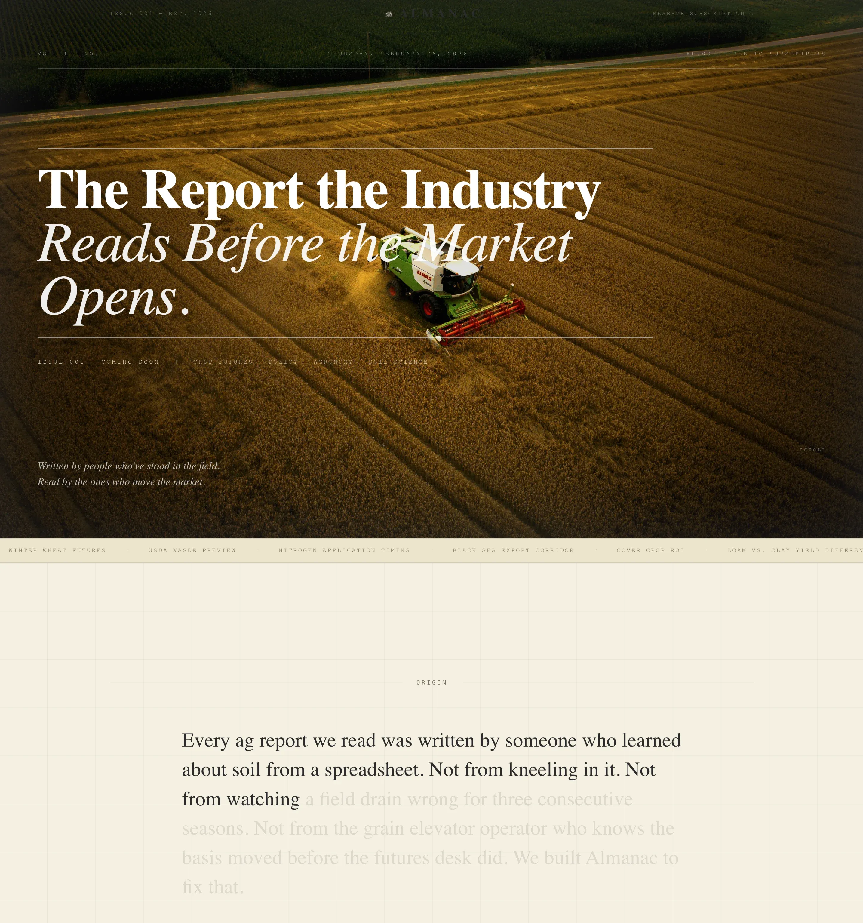 Agriculture Report Landing Page Template