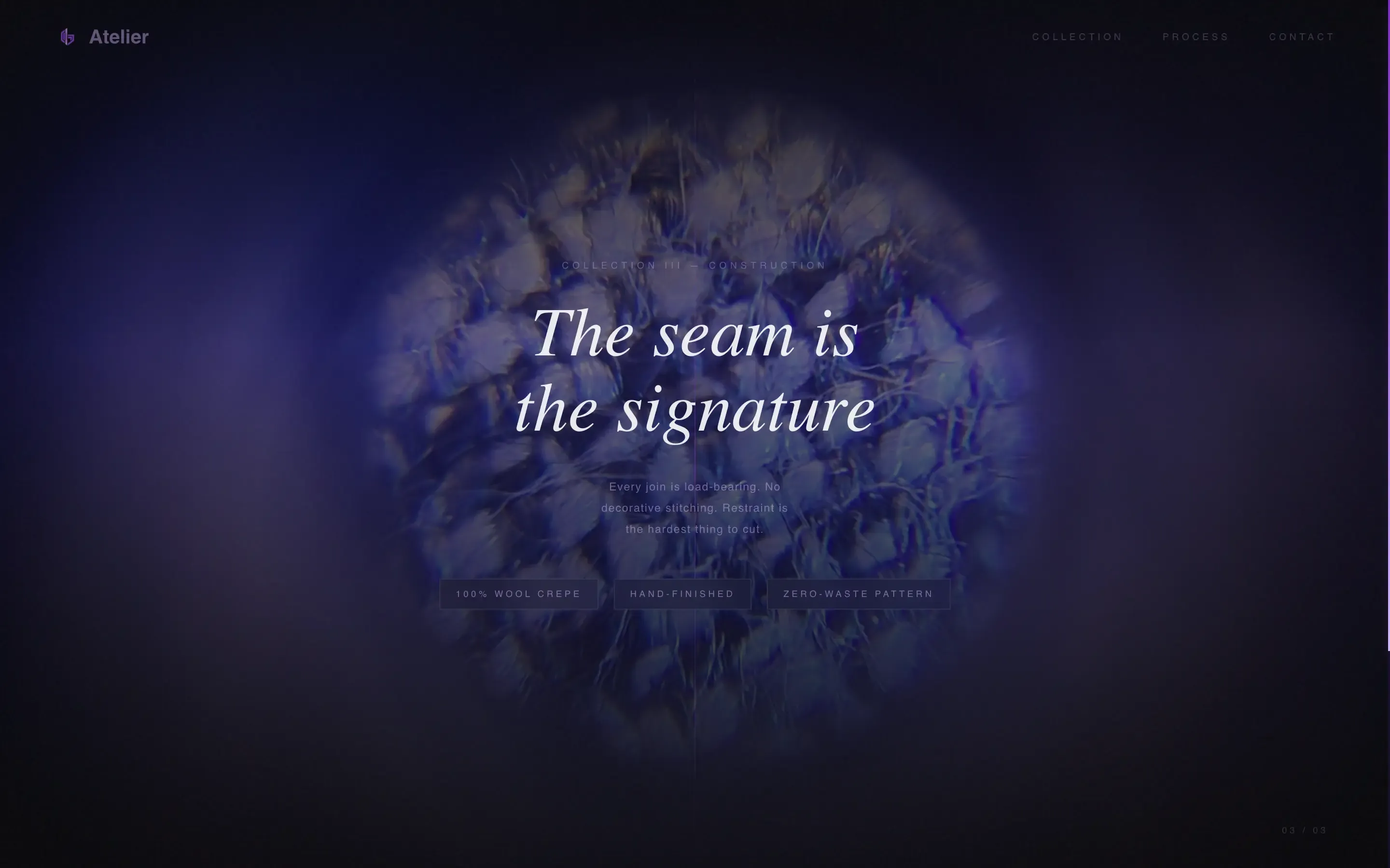 Cinematic Fashion Designer Portfolio Landing Page