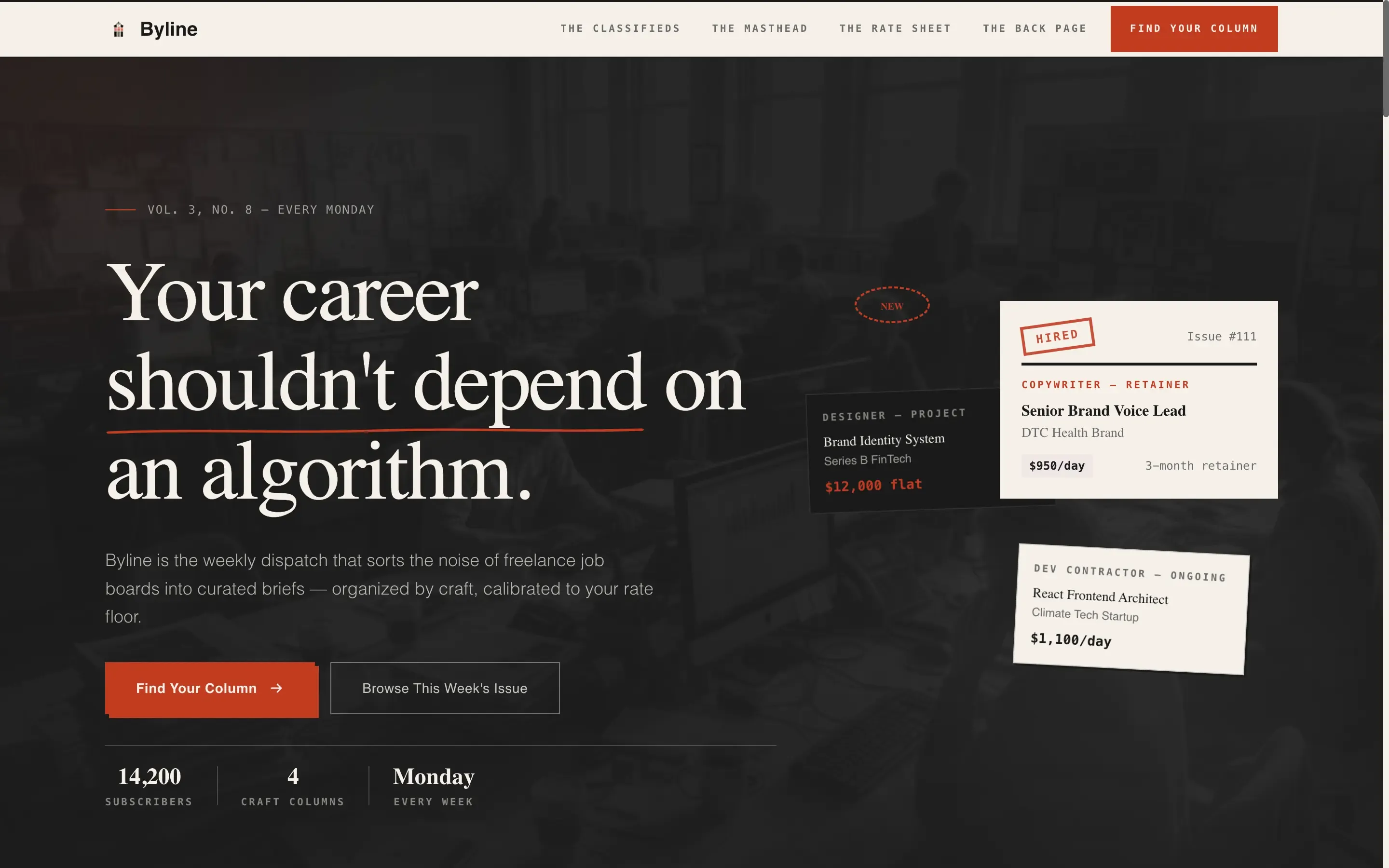 Curated Freelance Newsletter Landing Page Template