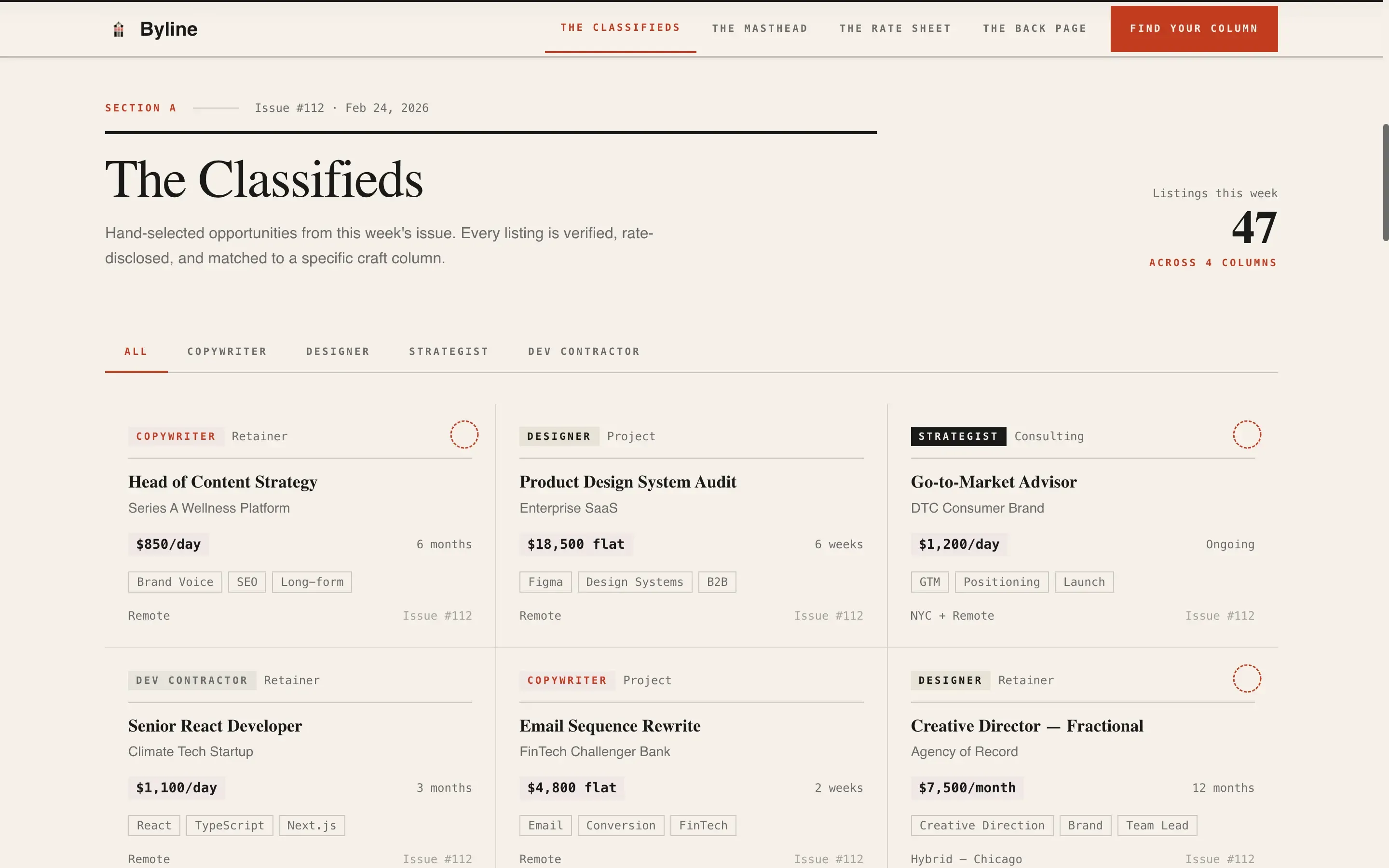 Curated Freelance Newsletter Landing Page Template