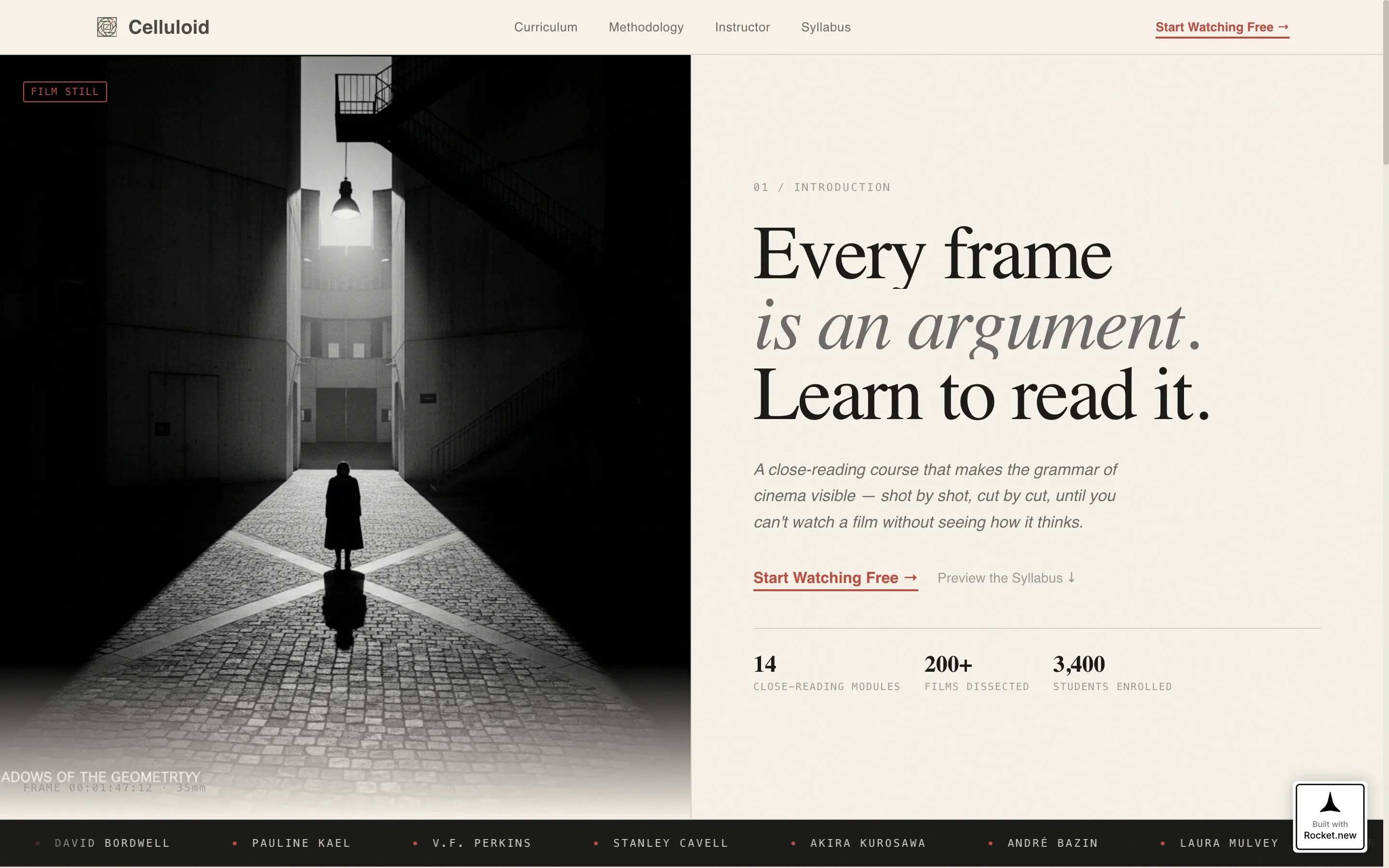 Film Analysis Course Landing Page Template