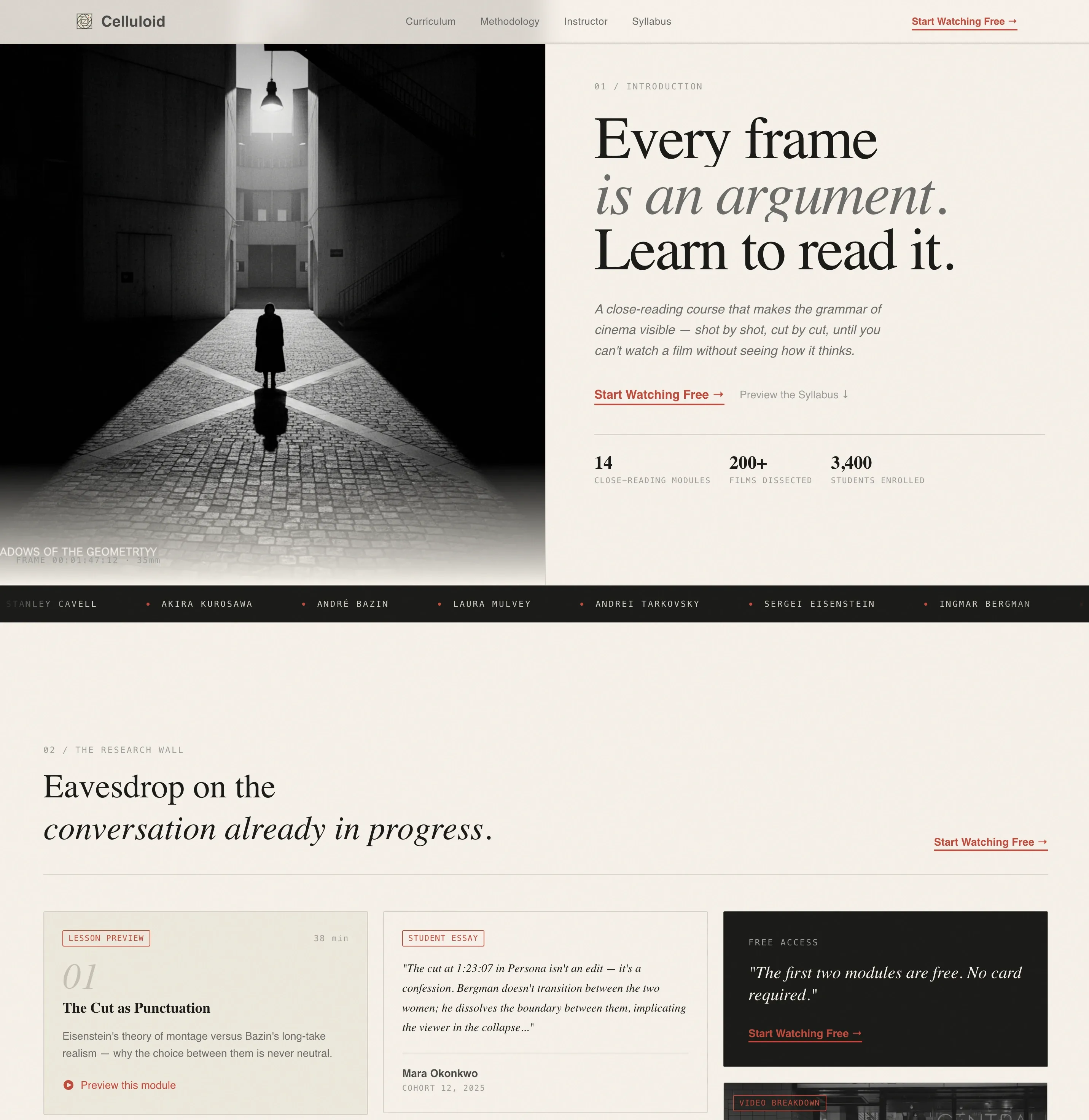 Film Analysis Course Landing Page Template