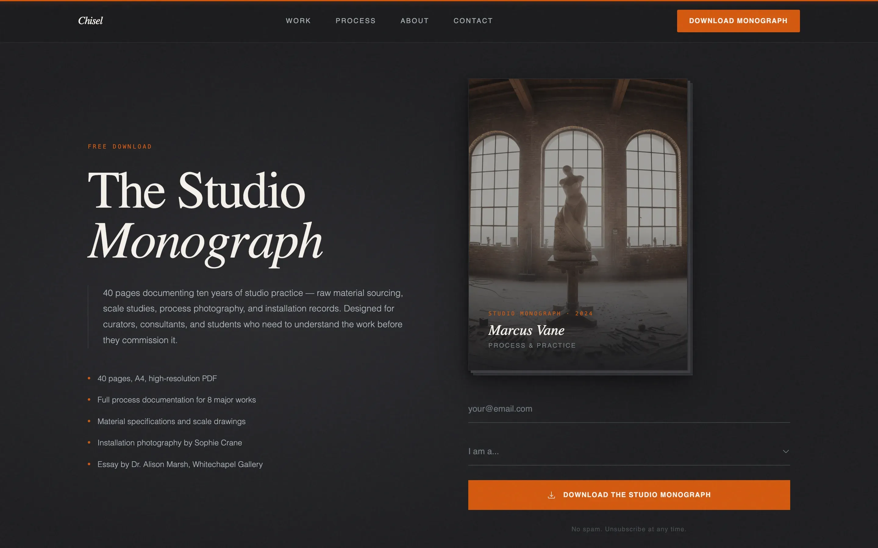 Sculptural Portfolio Landing Page Template
