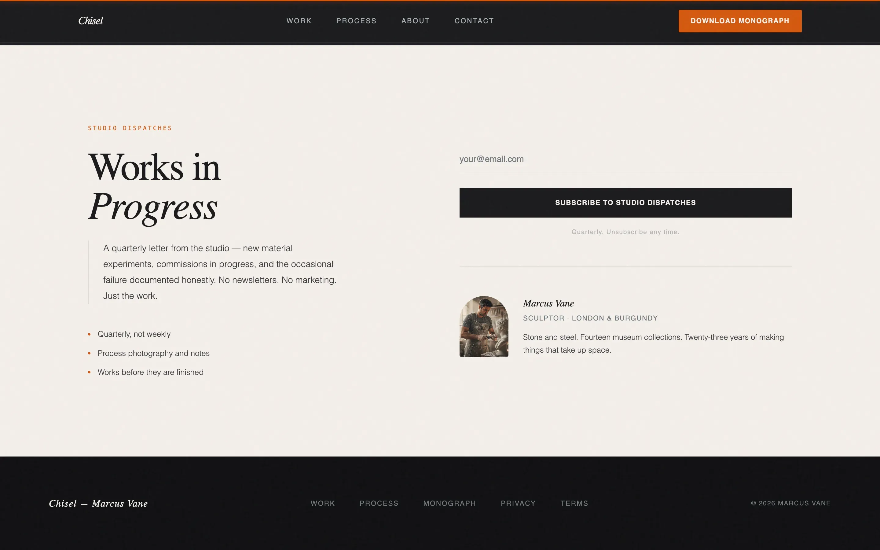 Sculptural Portfolio Landing Page Template
