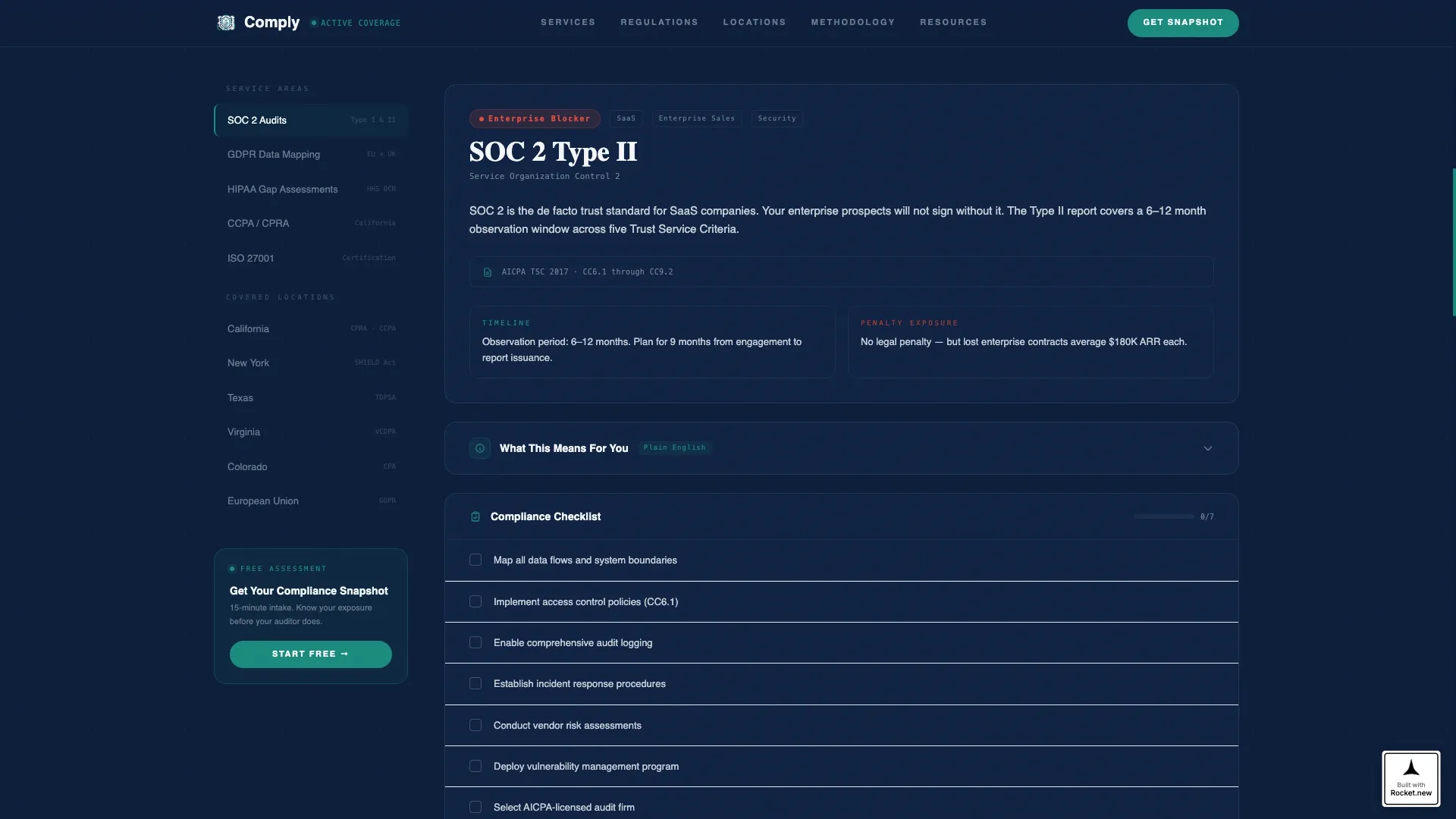 Compliance Platform Comparison Table Landing Page