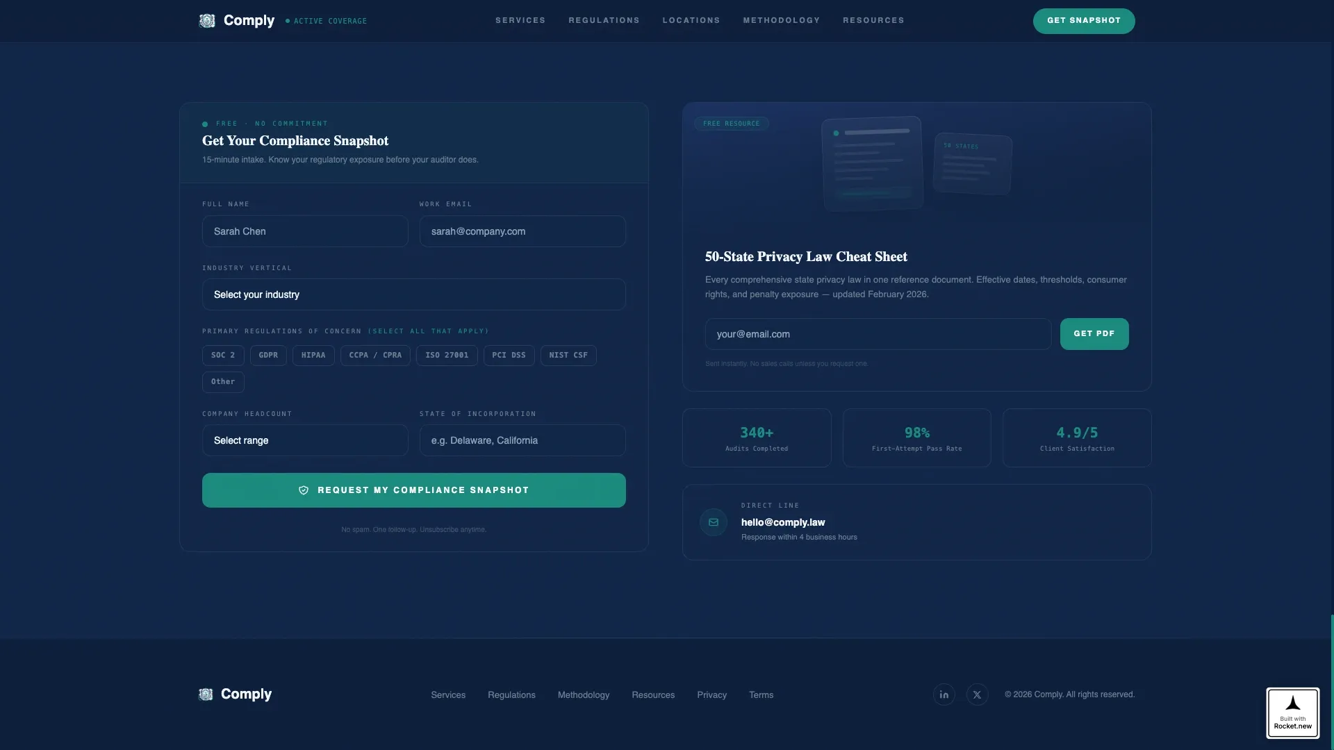 Compliance Consultancy Sidebar Landing Page Template
