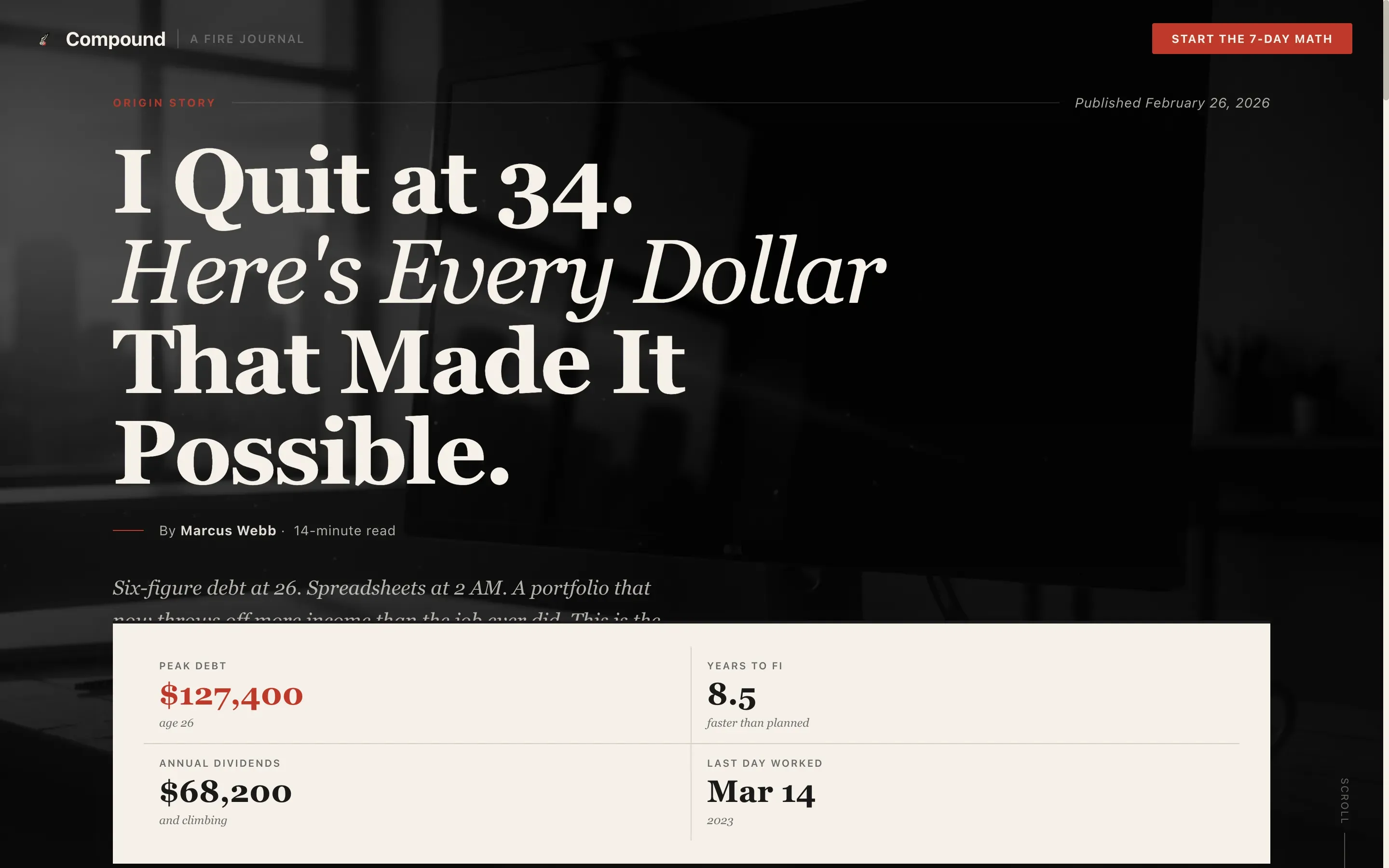 Bold FIRE Financial Independence Blog Landing Page