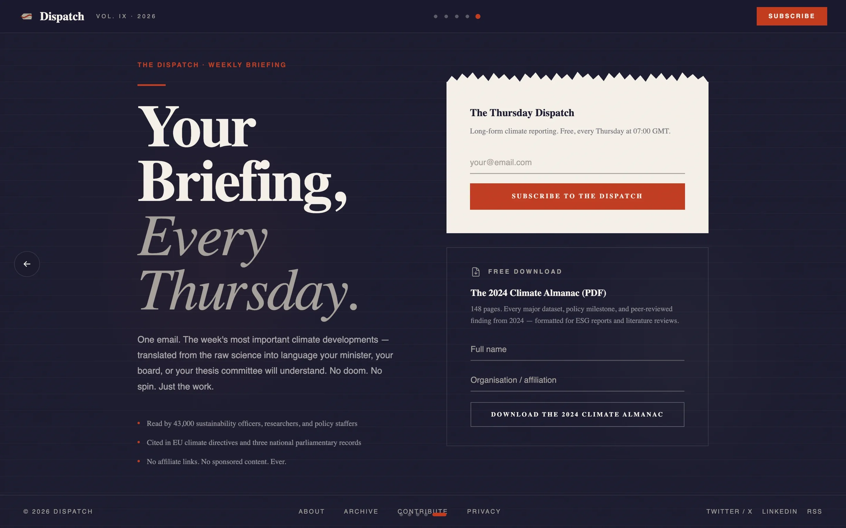 Editorial Climate Change Blog Landing Page Template