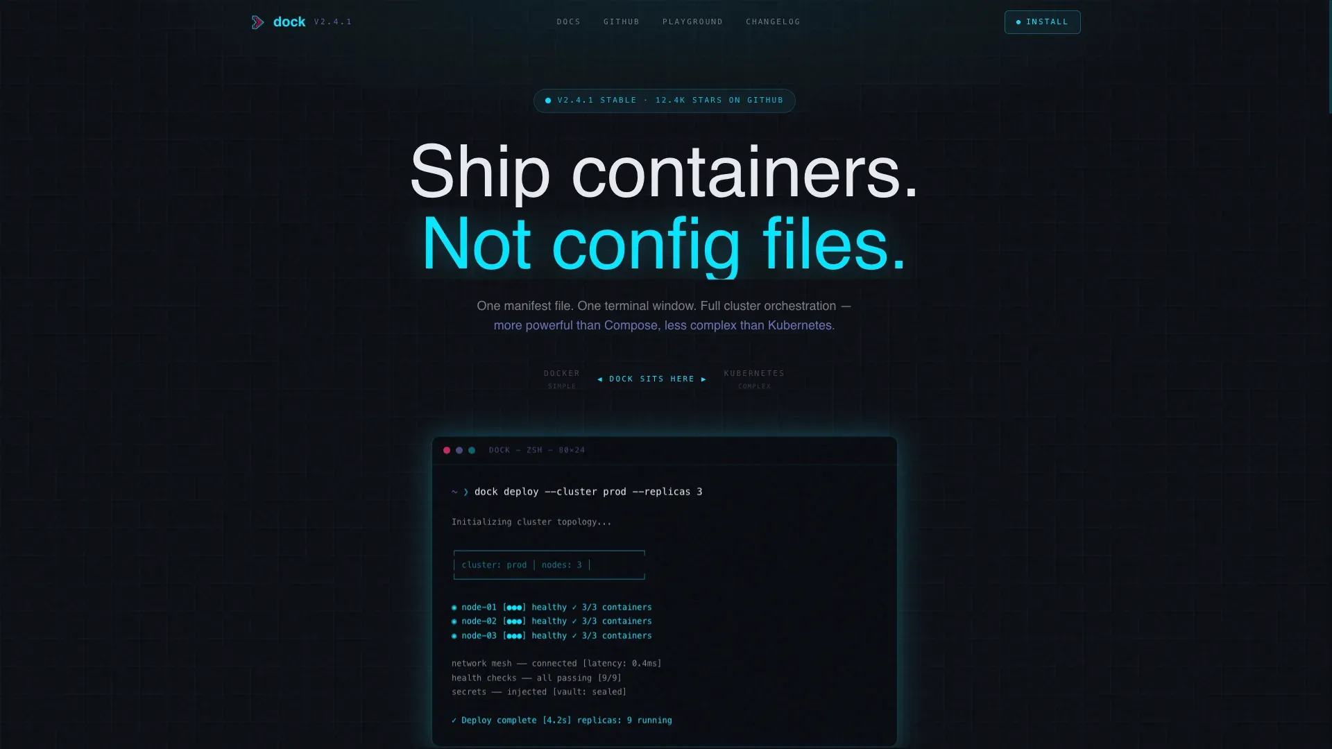 Containerization Landing Page Template for Dev Tools