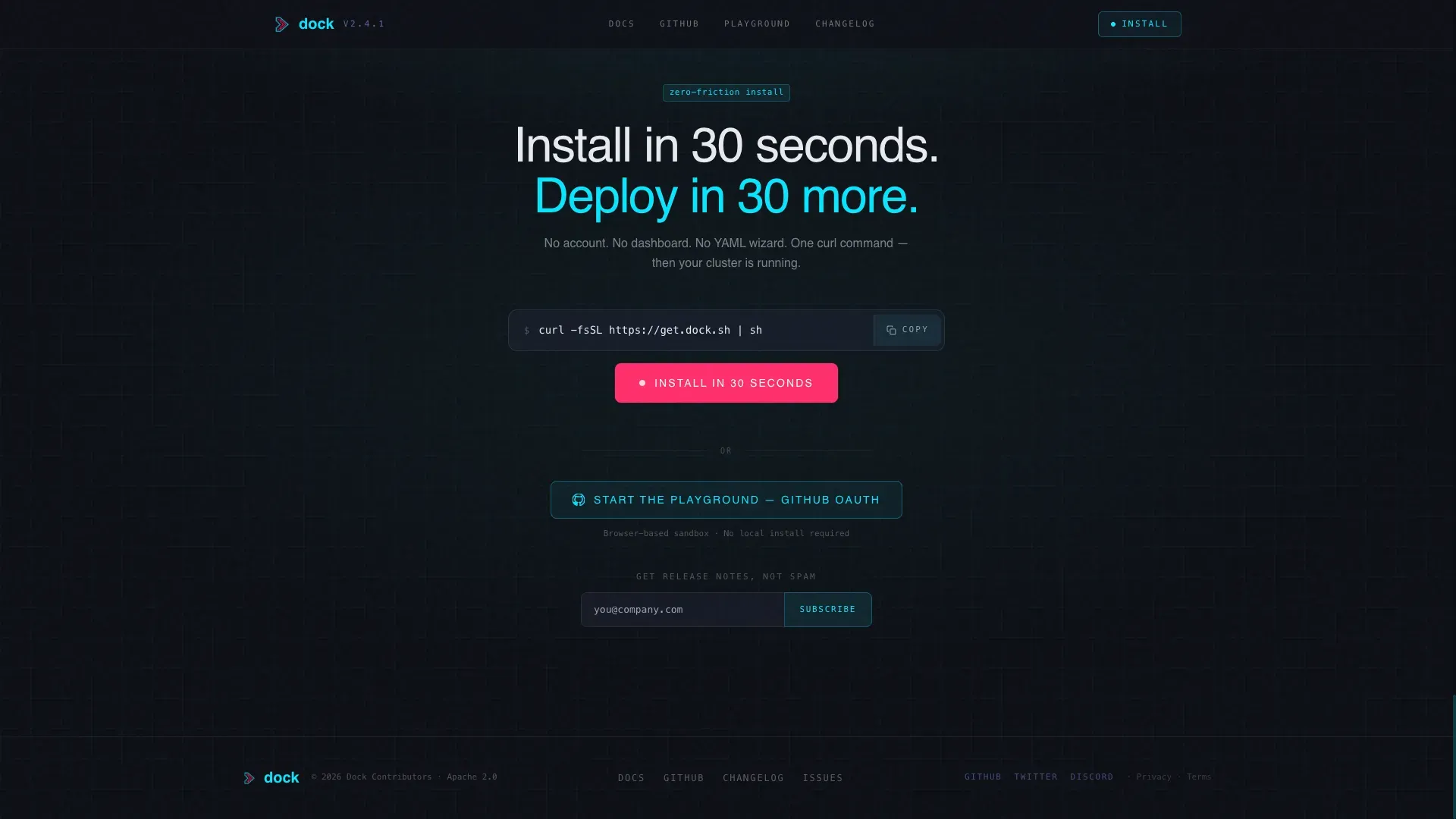 Containerization Landing Page Template for Dev Tools