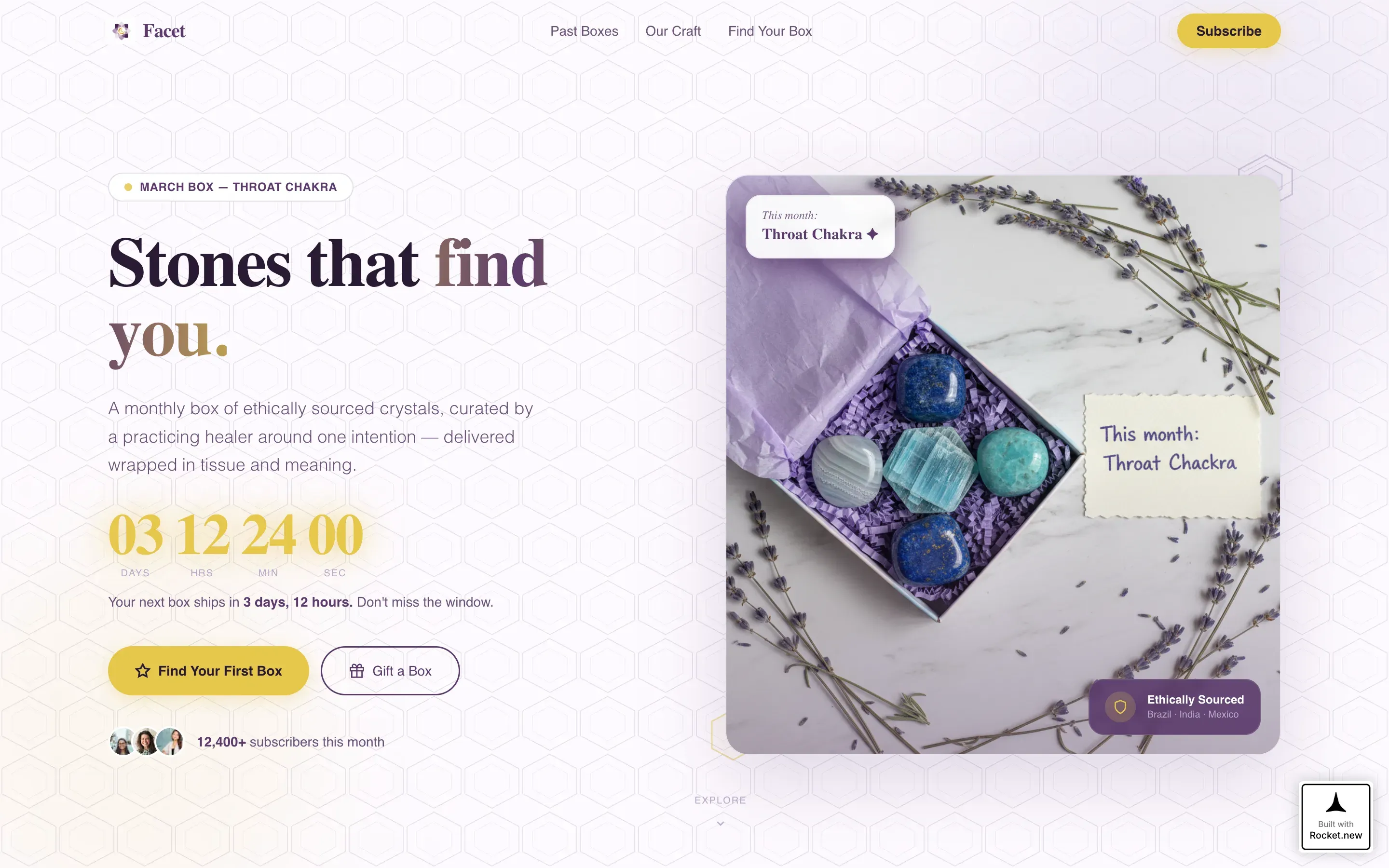 Crystal Subscription Box Landing Page Template