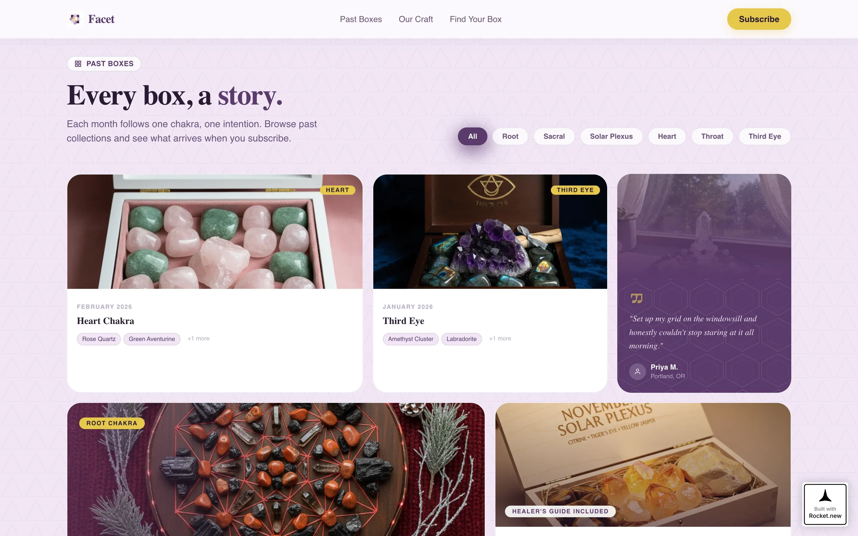 Crystal Subscription Box Landing Page Template