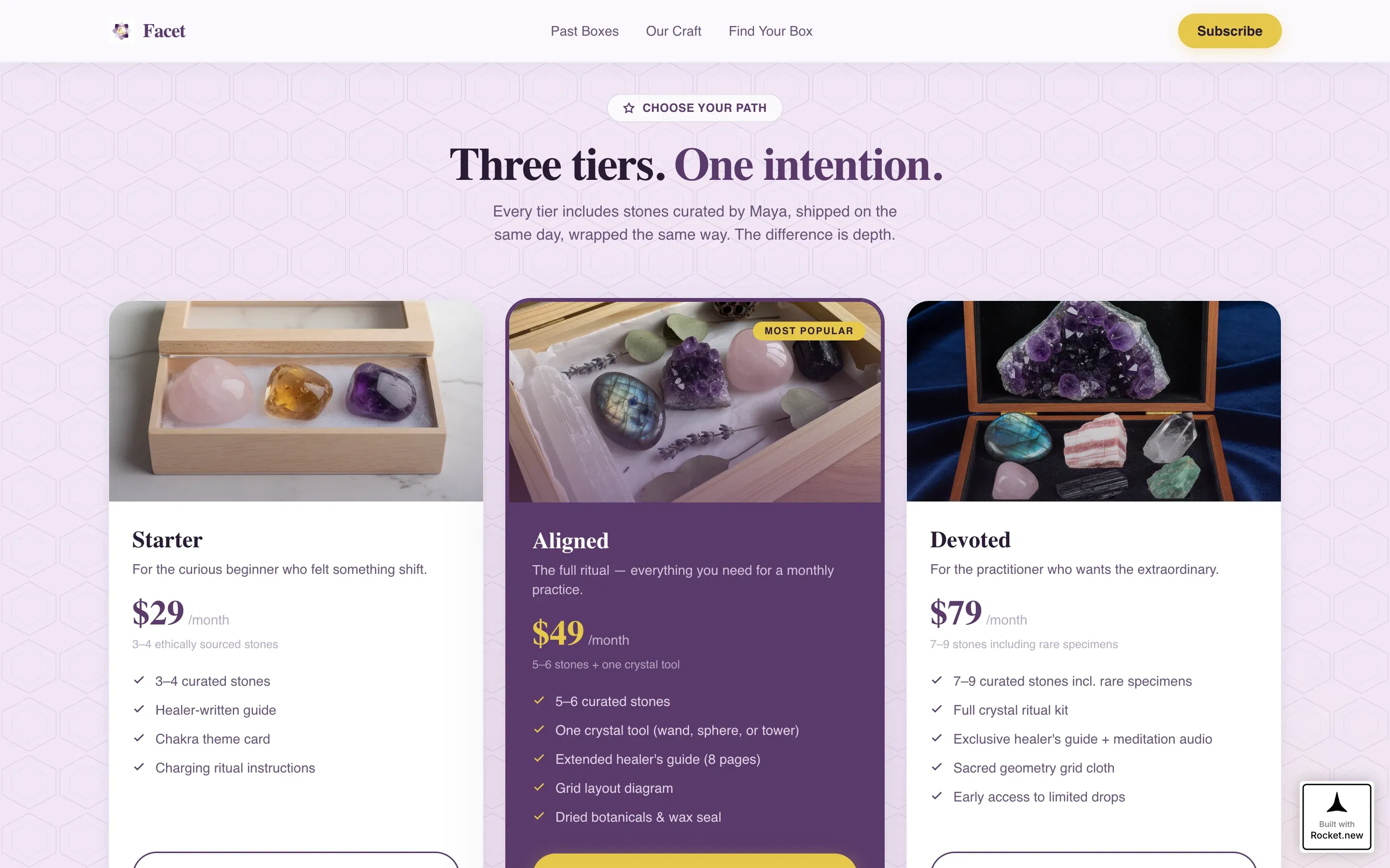 Crystal Subscription Box Landing Page Template