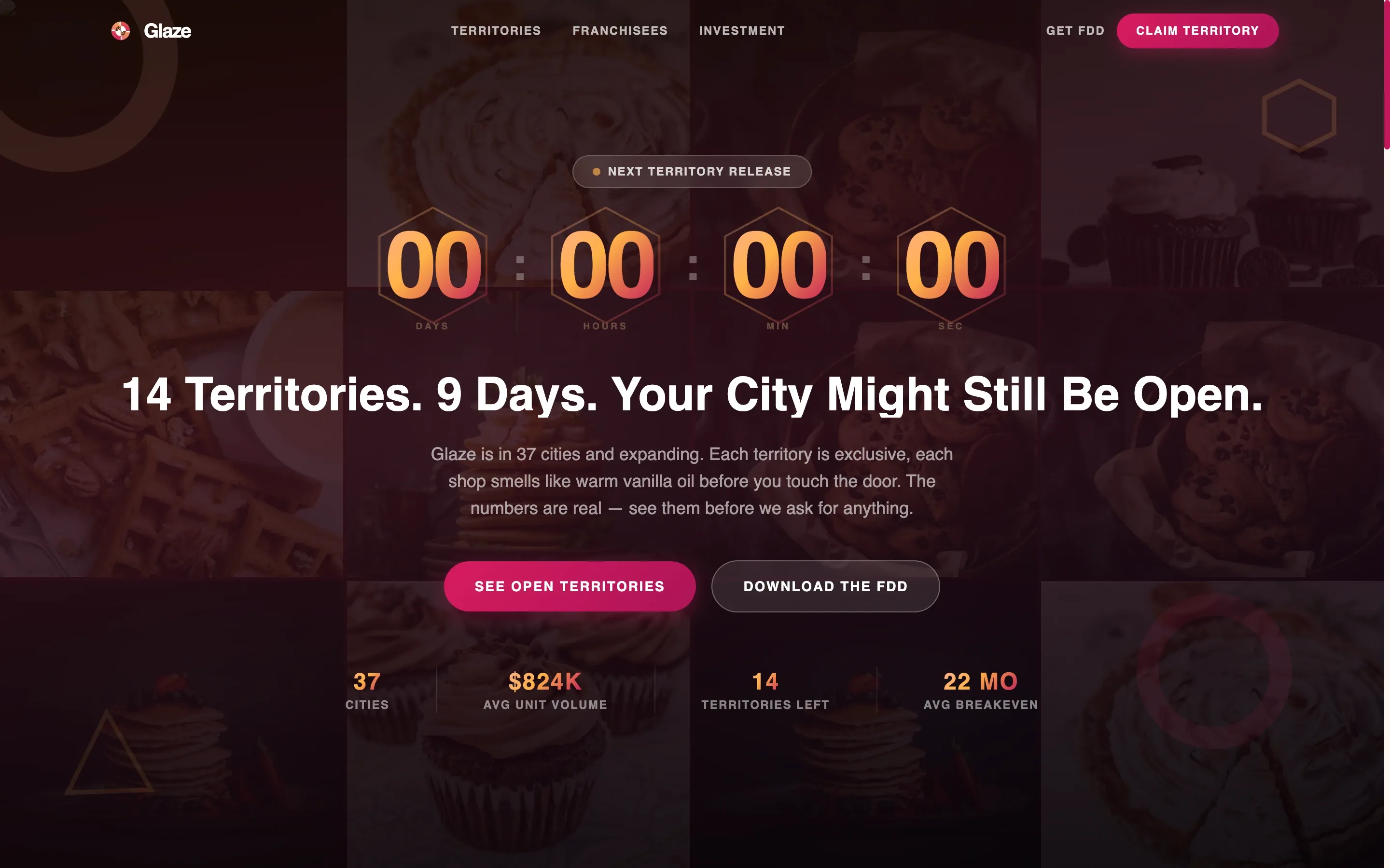 Donut Franchise Landing Page Template | Gallery + Detail