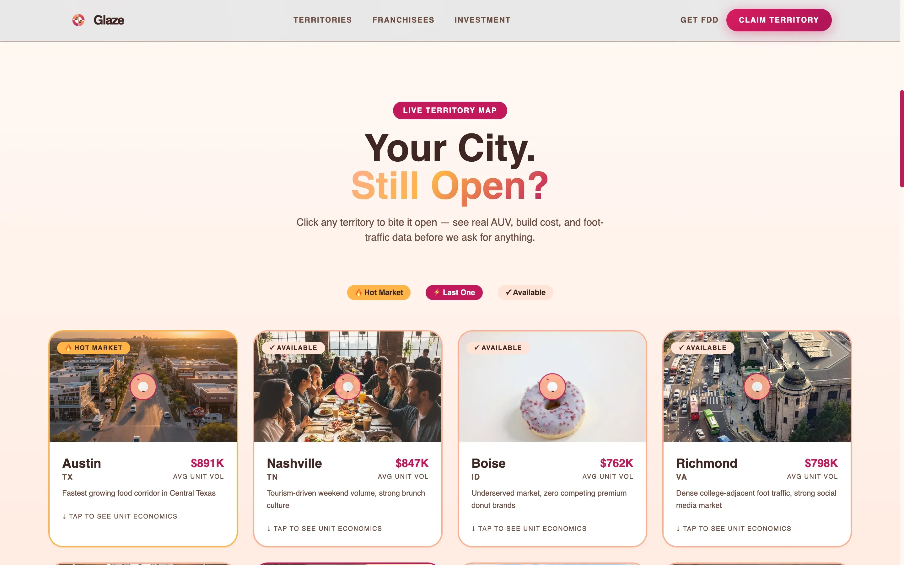 Donut Franchise Landing Page Template | Gallery + Detail