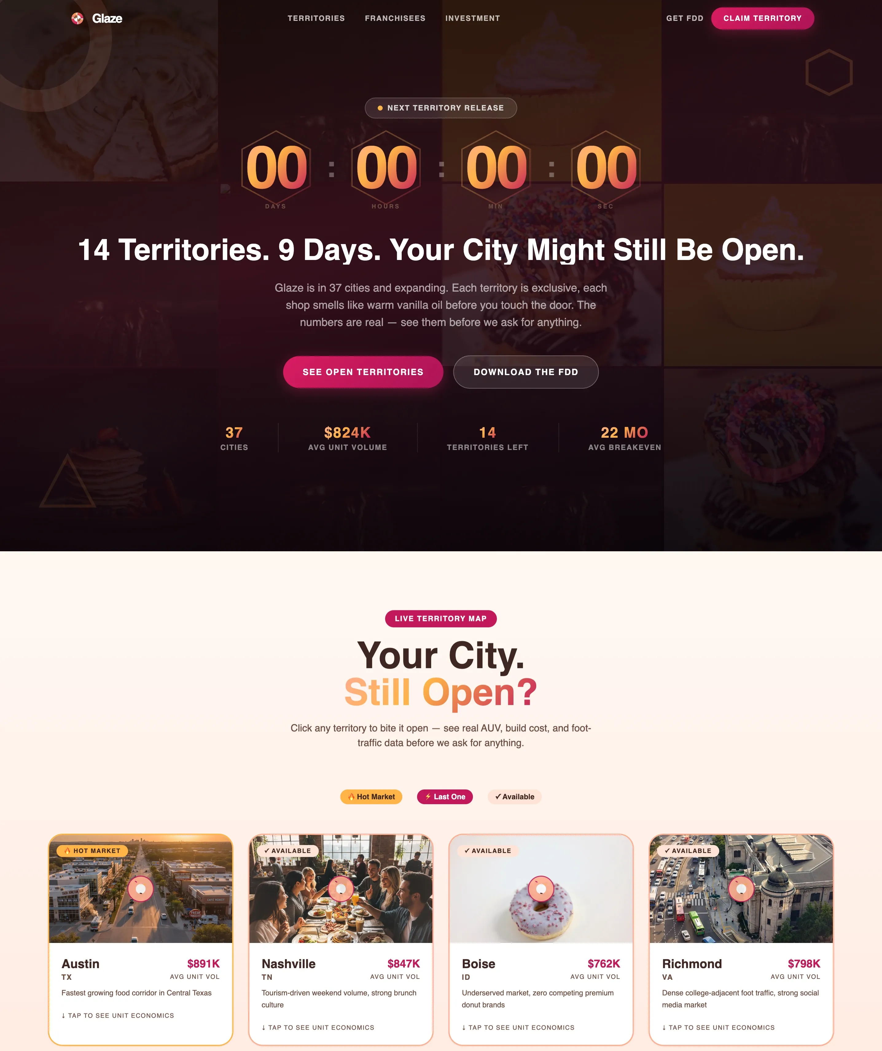 Donut Franchise Landing Page Template | Gallery + Detail