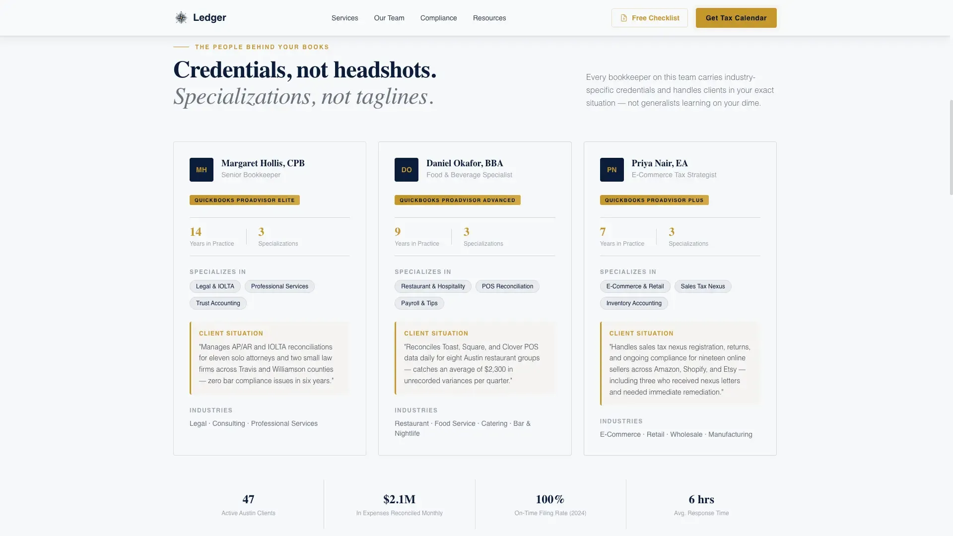 Bookkeeper Service Area Landing Page Template