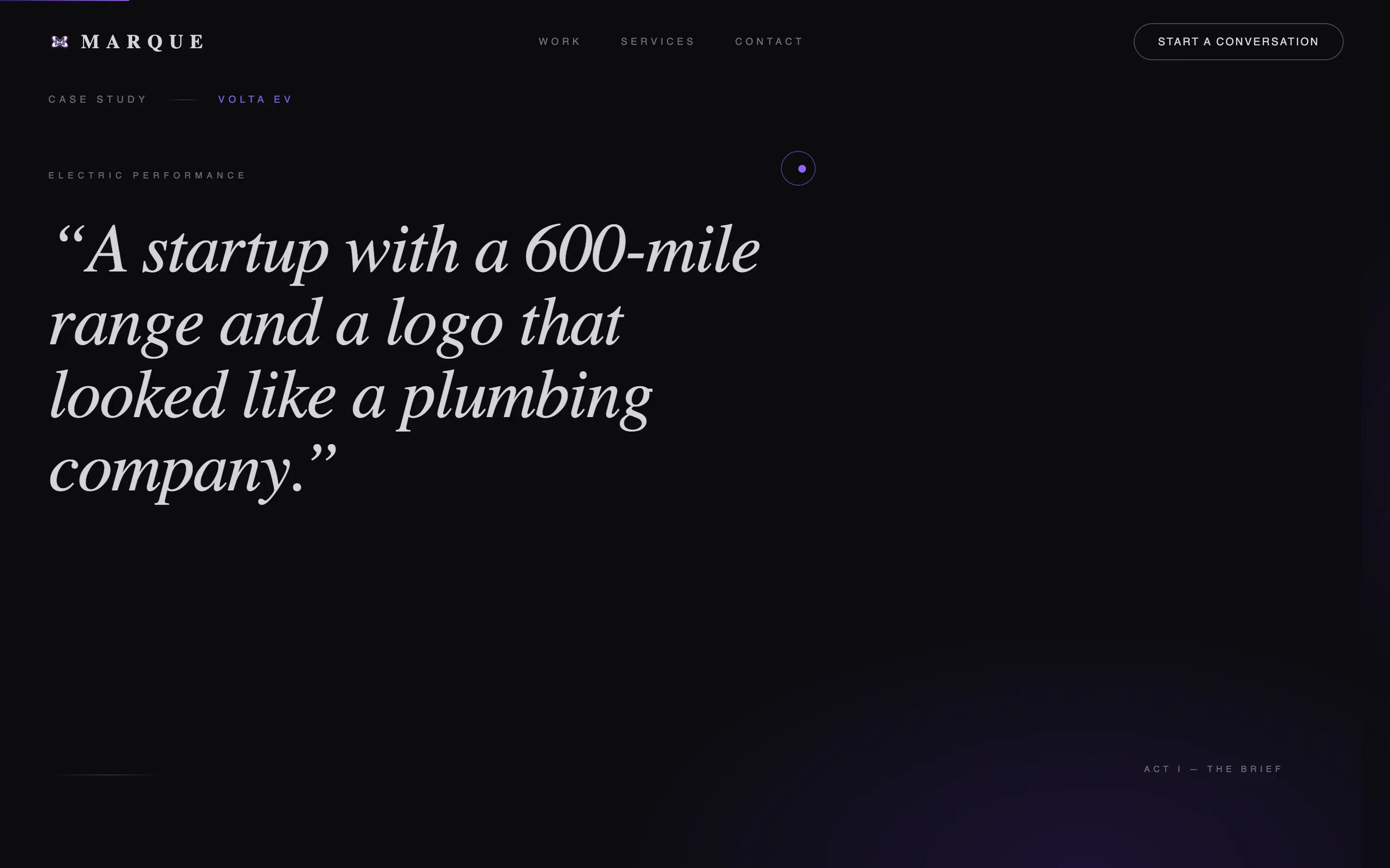 Cinematic Automotive Branding Agency Landing Page