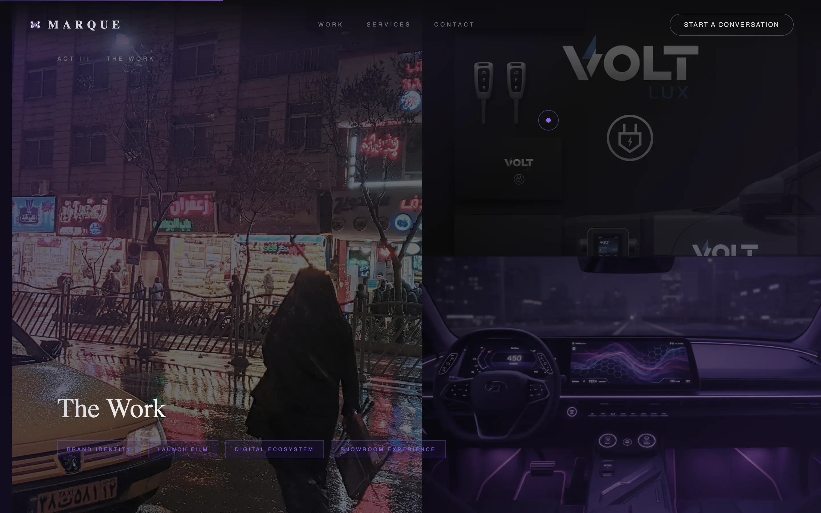Cinematic Automotive Branding Agency Landing Page