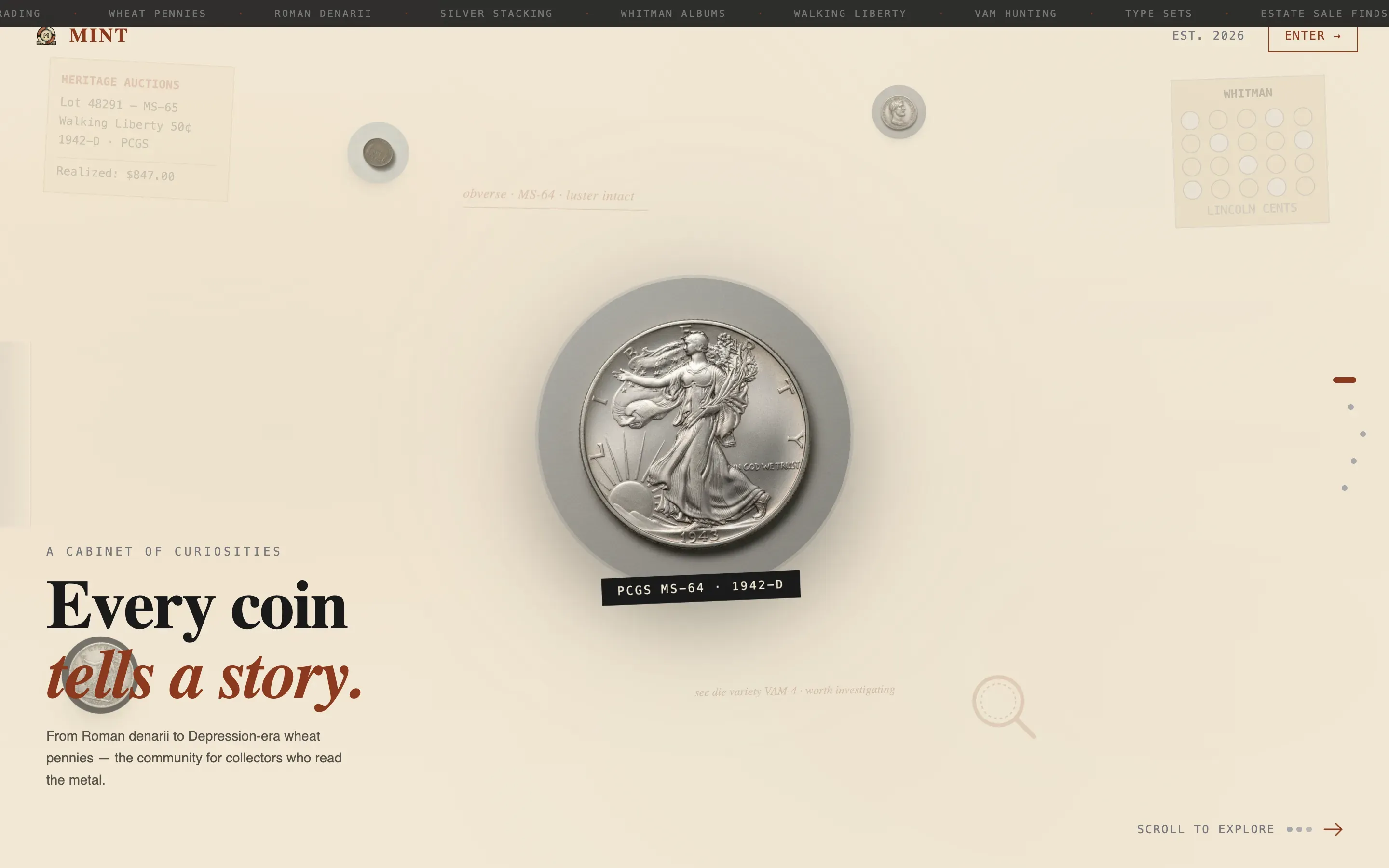 Coin Collecting Community Landing Page Template