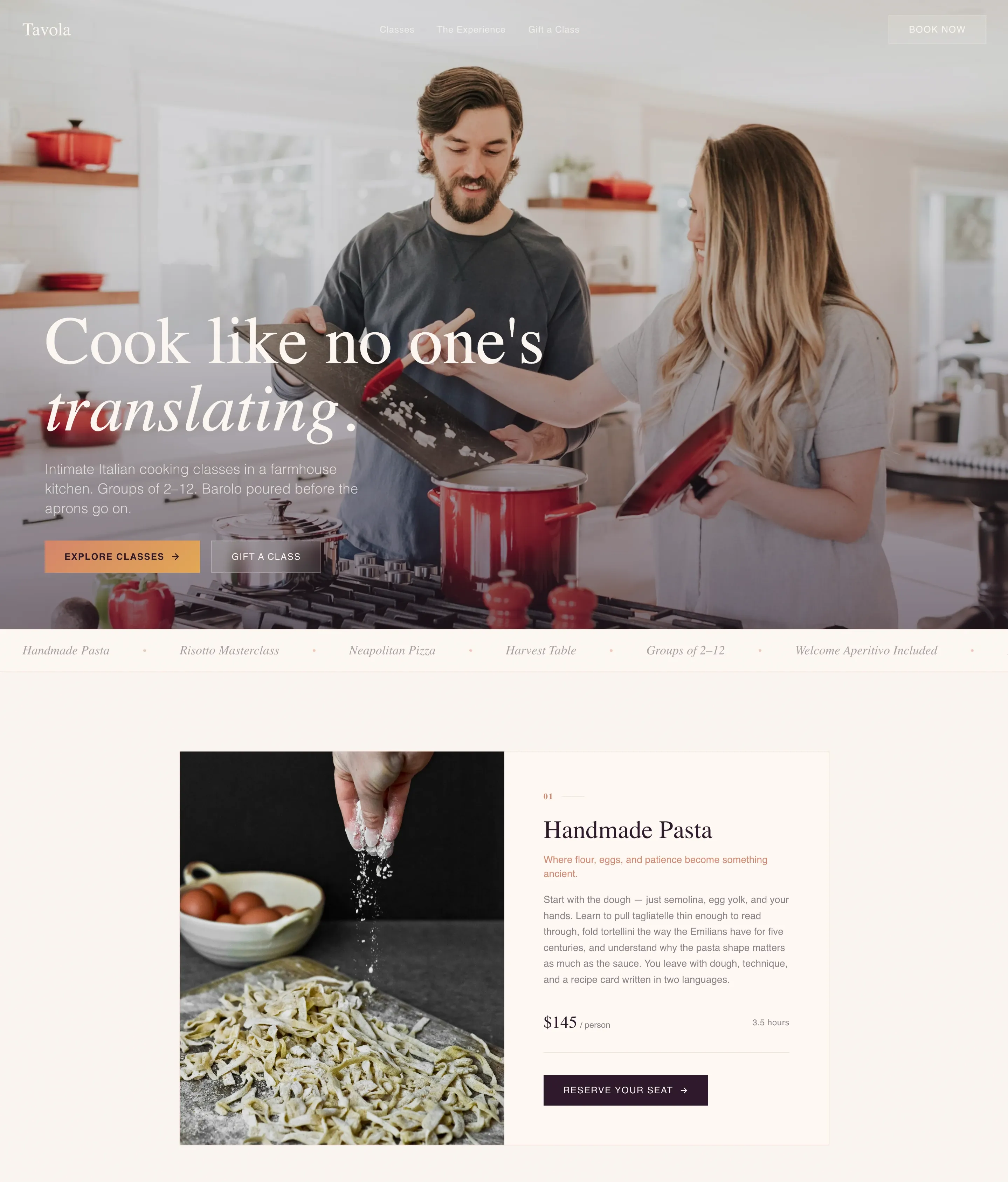 Elite Italian Cooking Landing Page Template
