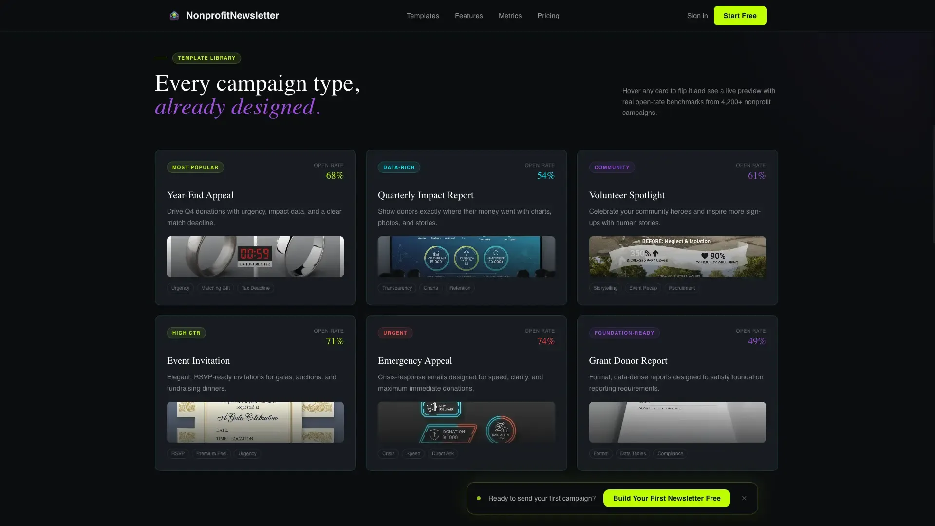 Newsletter Template Landing Page | Tech Glass Design